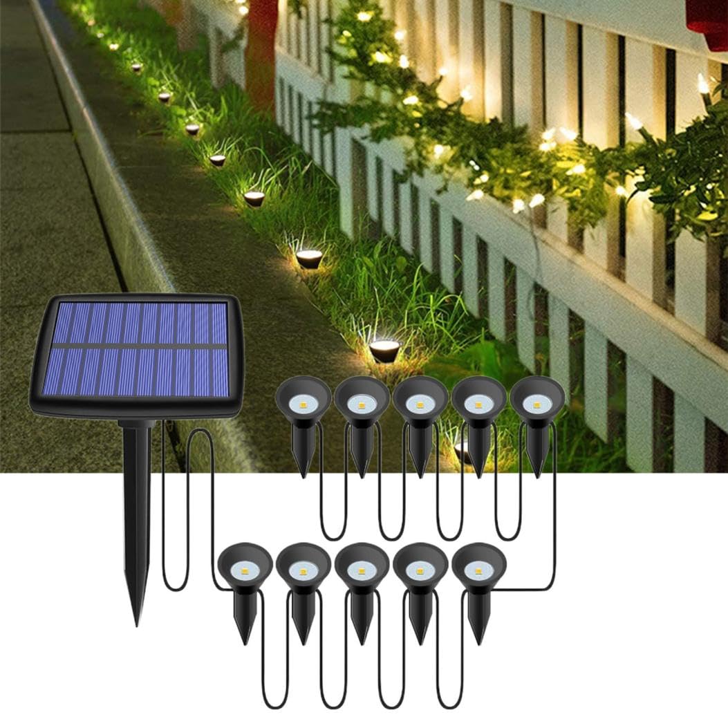 Solar Powered Garden Lights Outdoor - Warm White LED Pathway Lighting for Lawns, Yards & Walkways | Weatherproof & Easy to Install Solar Panel Lights for Home Garden Decoration & Night Safety