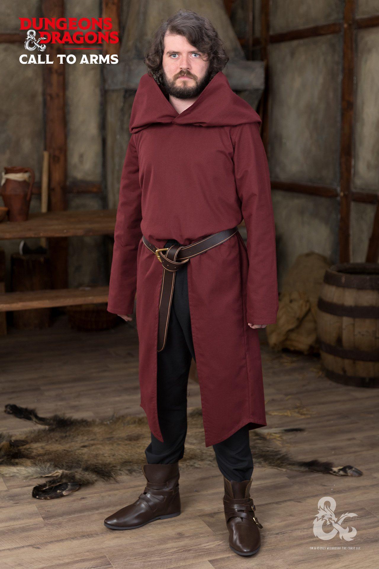 Dungeons & Dragons Paladin Hooded Tunic - Burgundy Medieval Fantasy Costume for Cosplay, LARP & Renaissance Fairs | Perfect for D&D Fans & Roleplaying Games