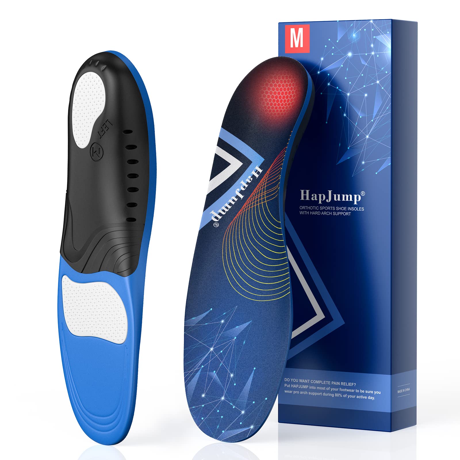 Plantar Fasciitis Pain Relief Insoles - Arch Support Orthotics for Flat Feet - Motion Control Shoe Inserts for Work Boots - Comfortable Foot Support for Men & Women - Improves Balance & Posture - Perfect for Running, Walking & Standing All Day