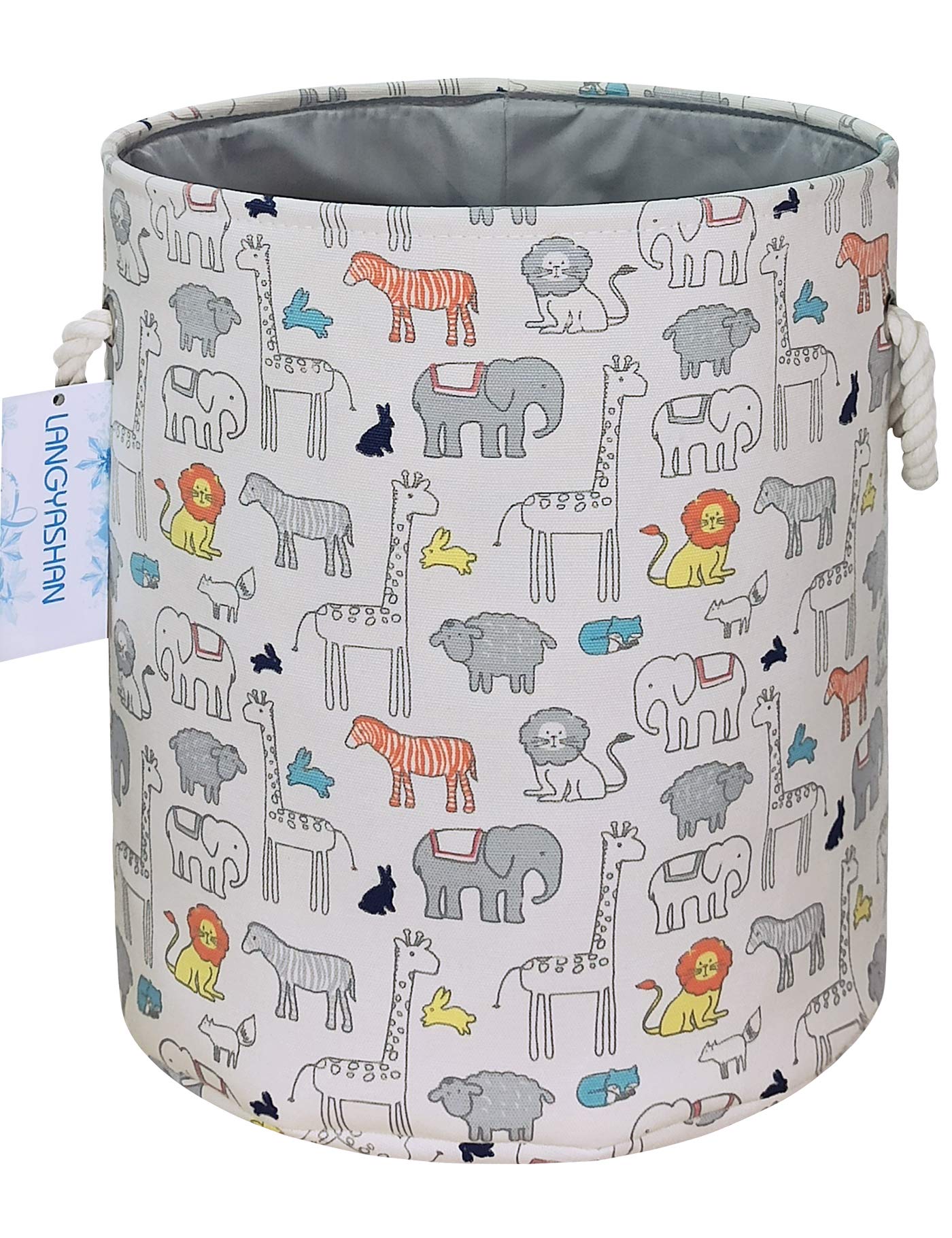 Collapsible Canvas Laundry Basket with Handle - Foldable Storage Organizer for Kids Room, Nursery, Bedroom - Perfect for Boys & Girls Toys, Clothes, and Gifts (Animal Design) - Ideal for Home Organization & Child-Friendly Storage Solutions