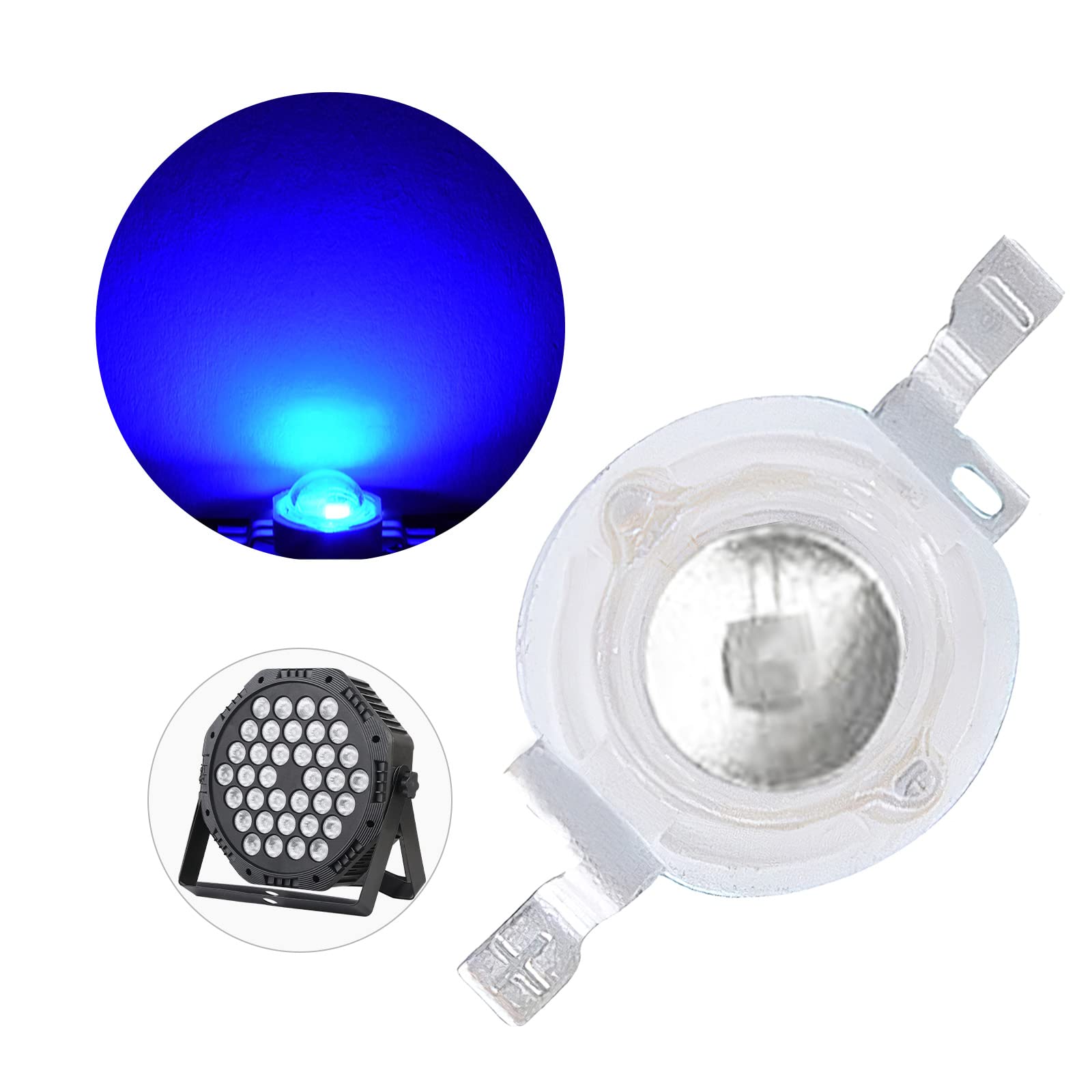 20-Pack 1W Blue LED Beads - High Power Chip LED Bulbs for Stage Lighting, DJ Equipment, and Home Decoration