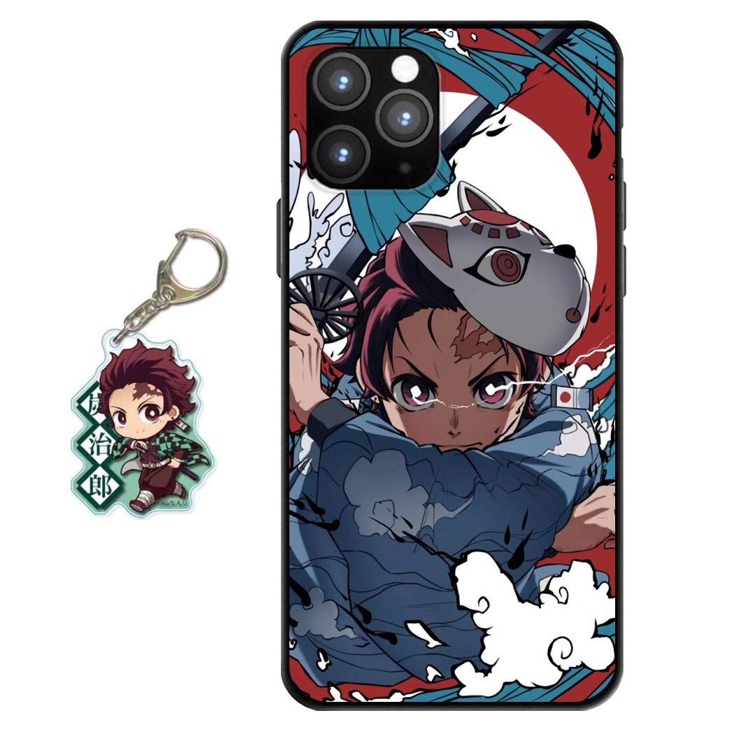 Anime Demon Slayer Tanjirou iPhone 12 Pro Max Case - Soft Silicone TPU Protective Phone Cover with Keychain | Cute Japanese Animation Design for iPhone 12 Pro Max (6.7 Inch) - Perfect for Anime Fans, Cosplay Events & Daily Protection