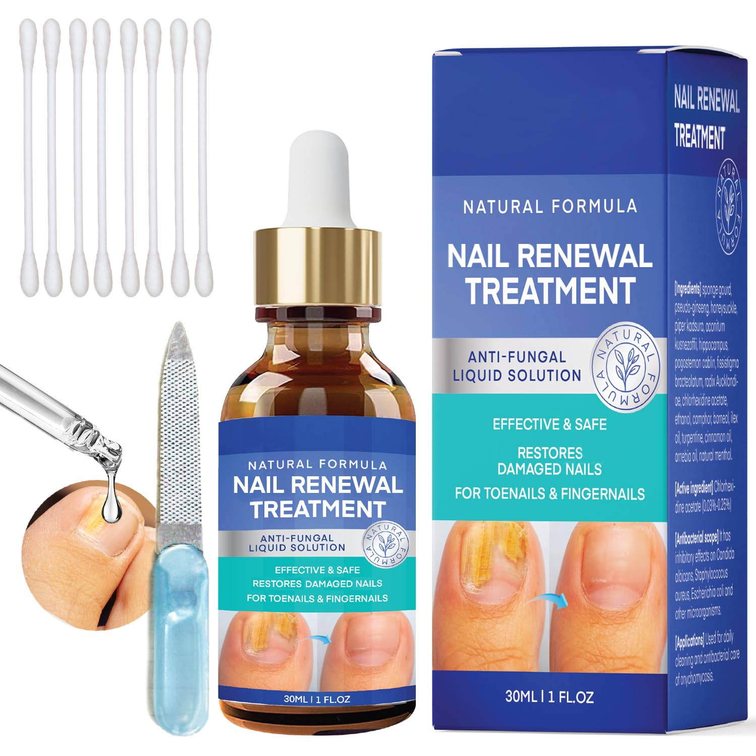 Extra Strength Toenail Repair Treatment for Thick, Broken, Discolored & Damaged Nails - 1oz Nail Renewal Solution - Perfect for Fungal Nail Care & Pedicure Prep at Home