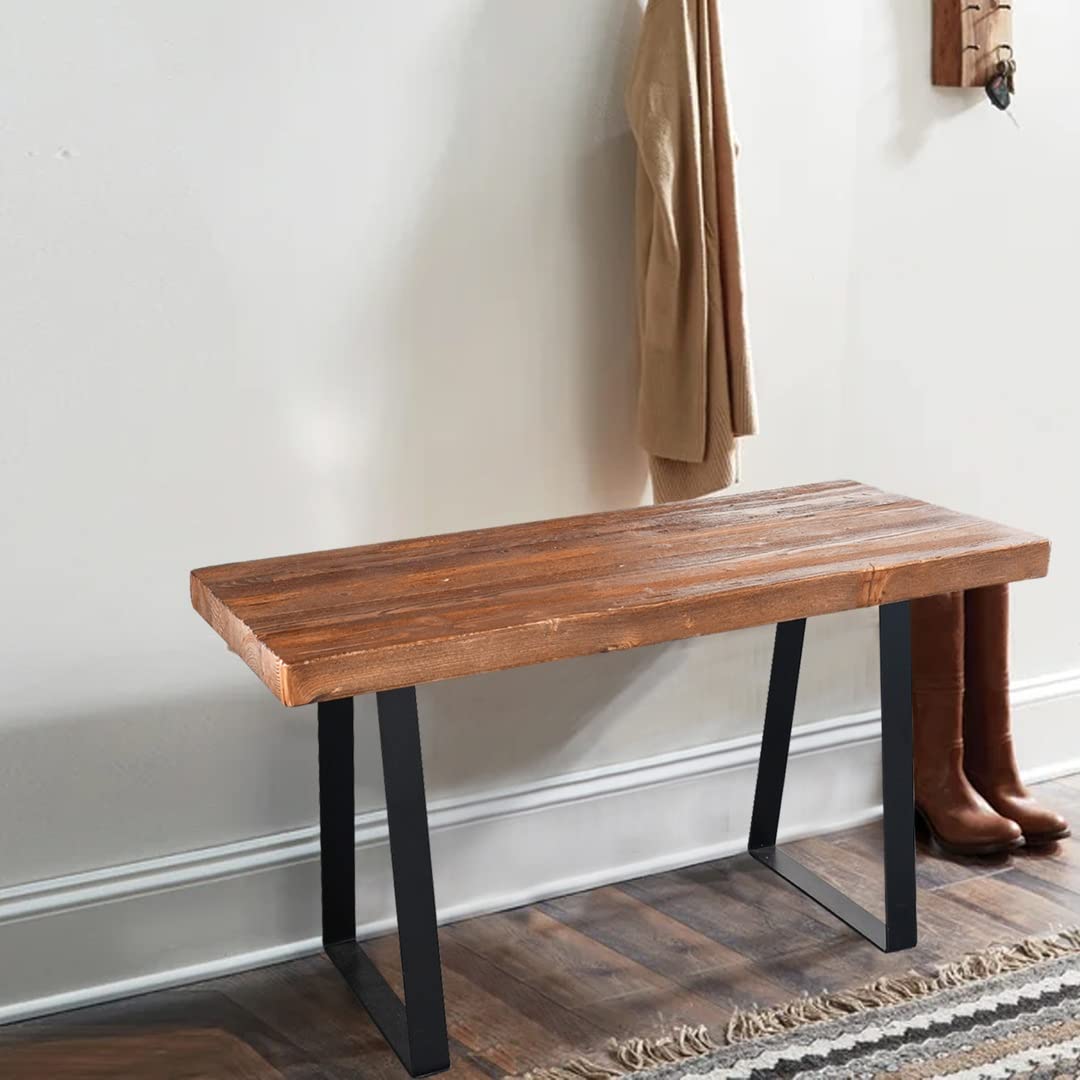 Solid Reclaimed Pine Wood Entryway Bench - 33