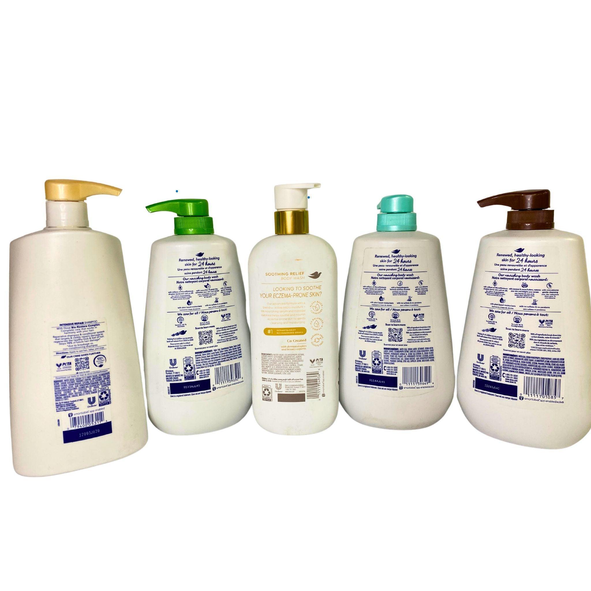 Dove Assorted Body Wash & Shampoo Mix - 30 Pcs Bulk Pack for Men & Women | Hydrating & Nourishing Hair & Skin Care | Perfect for Home, Gym & Travel Use