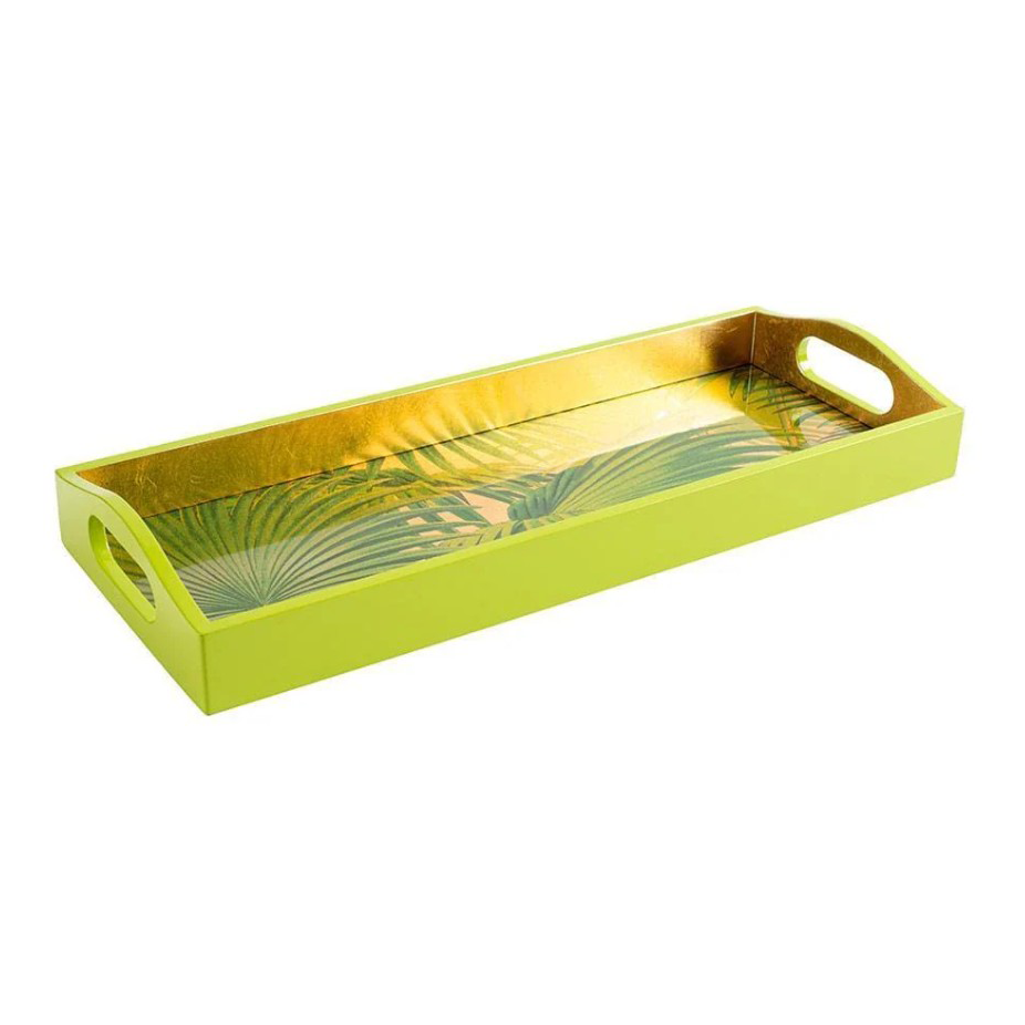 Handcrafted Palm Fronds Lacquer Bar Tray - Elegant Serving Tray for Cocktails, Appetizers & Home Decor | Perfect for Entertaining, Wedding Gifts & Coastal Style Decor