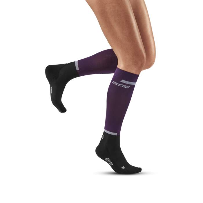 CEP Women's The Run Socks Tall V4 - Compression Socks for Running & Recovery, Violet/Black (WP20SR) - Ideal for Marathon Training, Post-Workout Recovery & Travel Comfort