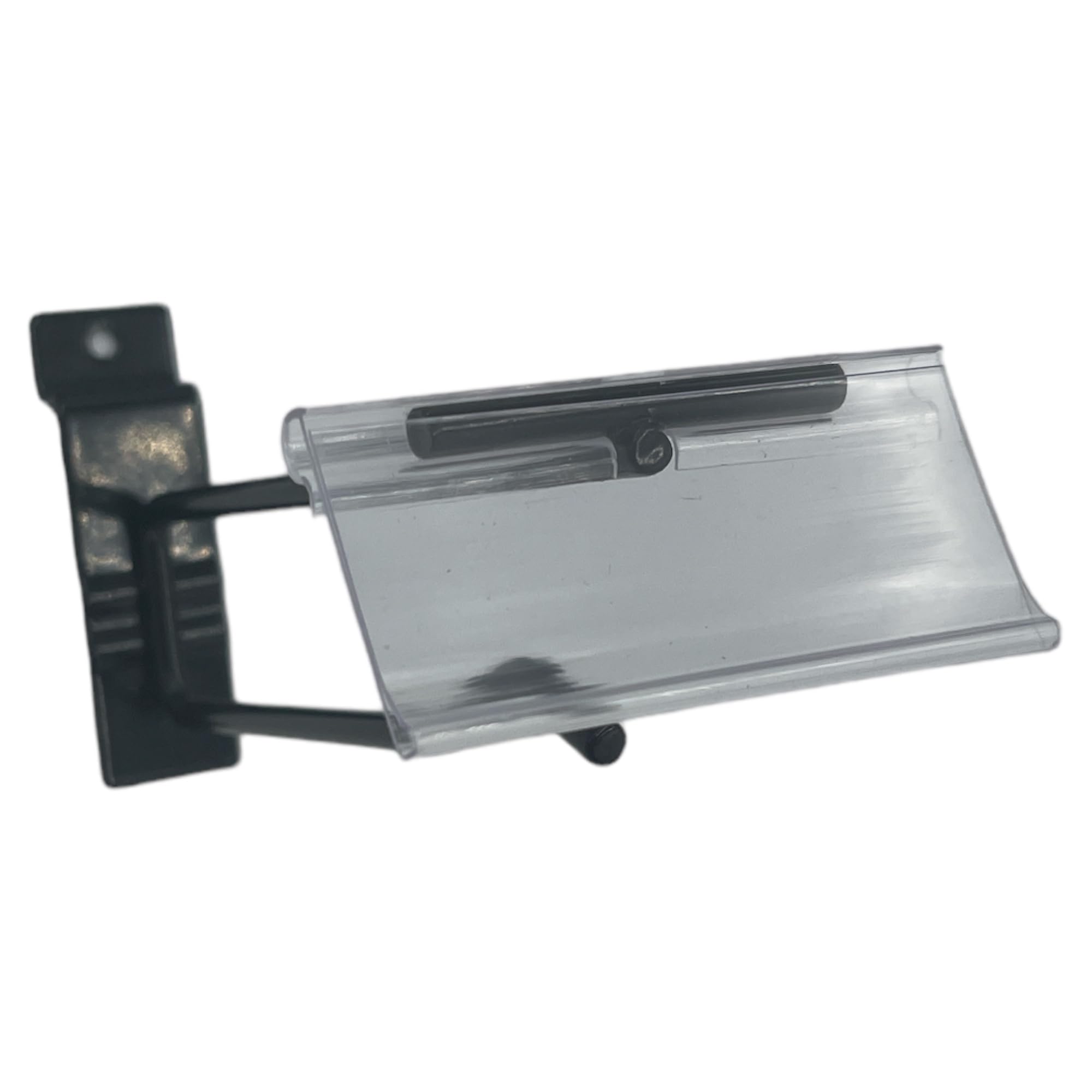 50 Pack Black Slatwall Scanner Hooks with Clear Label Holders - 8 Inch Retail Display Hooks for Price Tags, Barcodes & Product Labels - Perfect for Stores, Supermarkets & Warehouse Organization