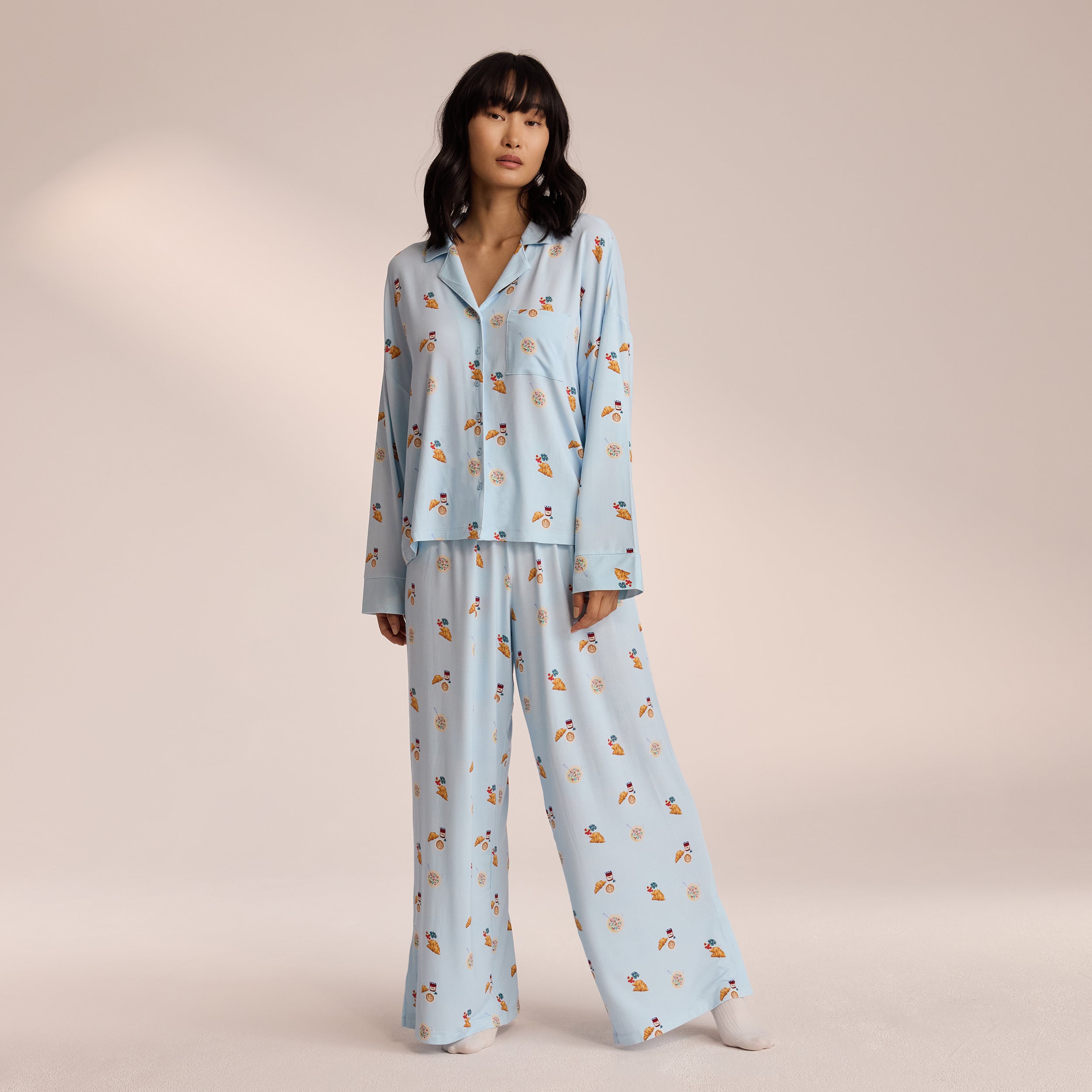 Soft Modal Pajama Pants for Women - Comfortable Sleepwear Lounge Pants in Blue - Perfect for Relaxing at Home, Lounging & Sleeping