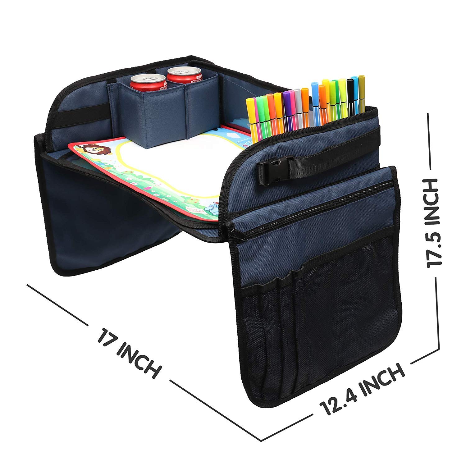 **Becko Kids Travel Tray - Portable Foldable Activity Table with Doodle Mat for Car Seat, Stroller & Airplane - Snack & Game Tray for Road Trips, Flights & Family Travel**    *(Perfect for keeping toddlers entertained during long car rides, flights, or restaurant outings!)*