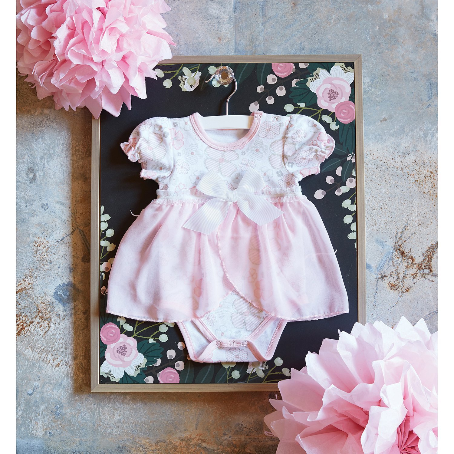 Stephan Baby Playful Posies Pink and Gray Floral Snap Dress Style Diaper Cover for 3-6 Months | Soft Cotton Baby Bloomers for Girls | Perfect for Photo Shoots, Birthday Parties & Everyday Outfits