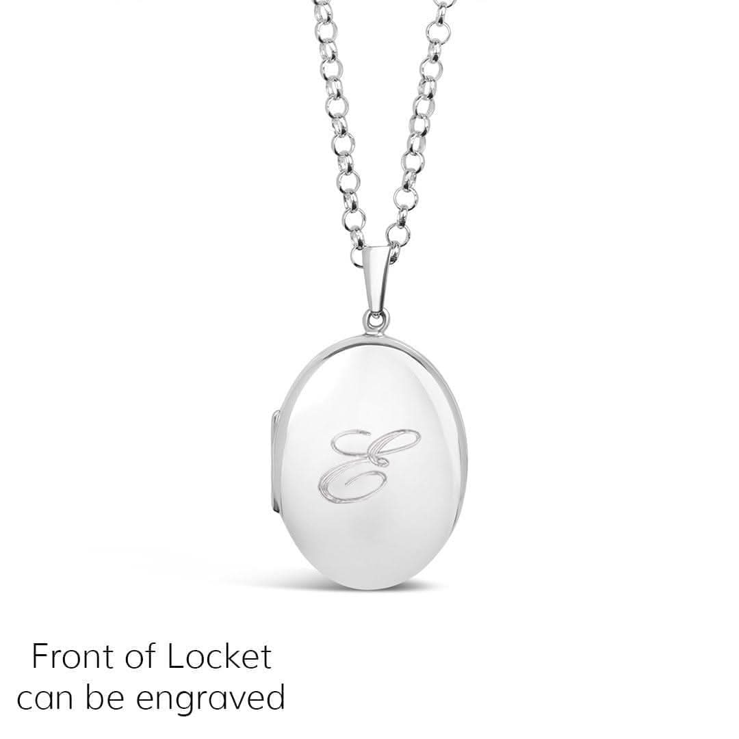 4 Photo Silver Expanding Oval Locket Necklace - Personalized Engravable Pendant for Loved Ones | Perfect for Anniversaries, Valentine's Day & Memorial Gifts