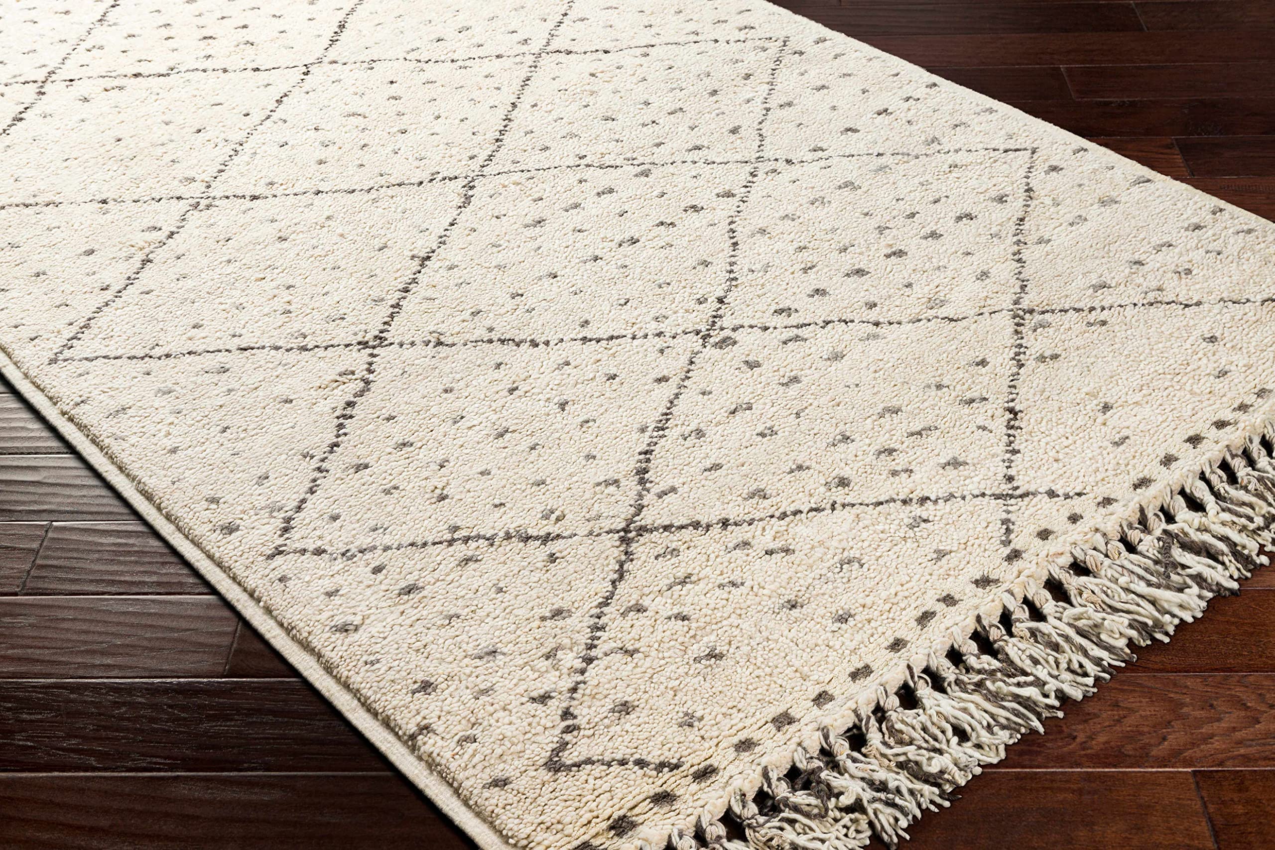 Hauteloom Handmade Wool Area Rug 2' x 3' - Bohemian Transitional High Pile Rug in Charcoal, Cream & Gray - Soft Living Room & Bedroom Rug for Cozy Home Decor