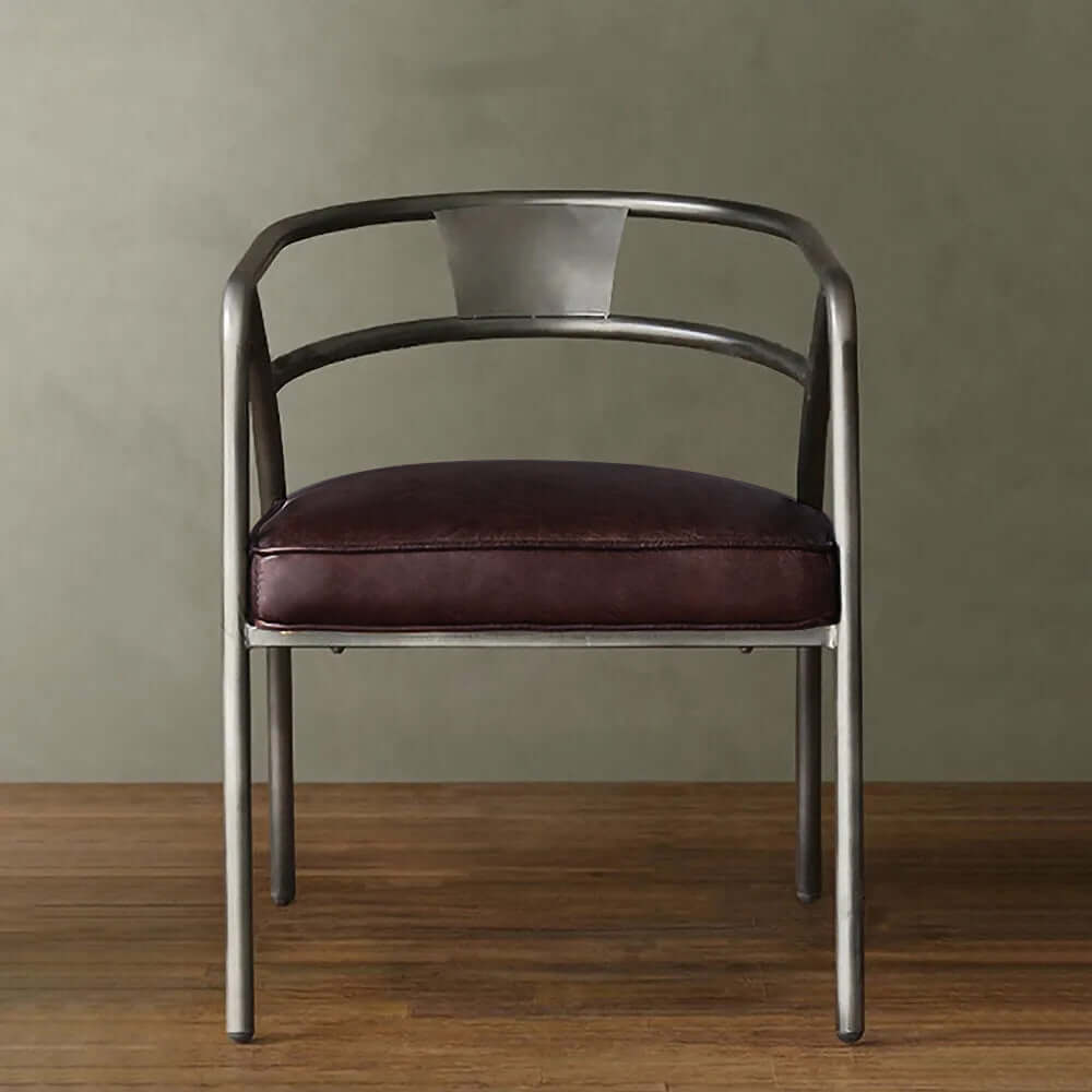 Industrial Gray and Brown Upholstered Dining Chairs with Curved Back - Set of 2 for Kitchen, Dining Room, or Office Comfortable Seating