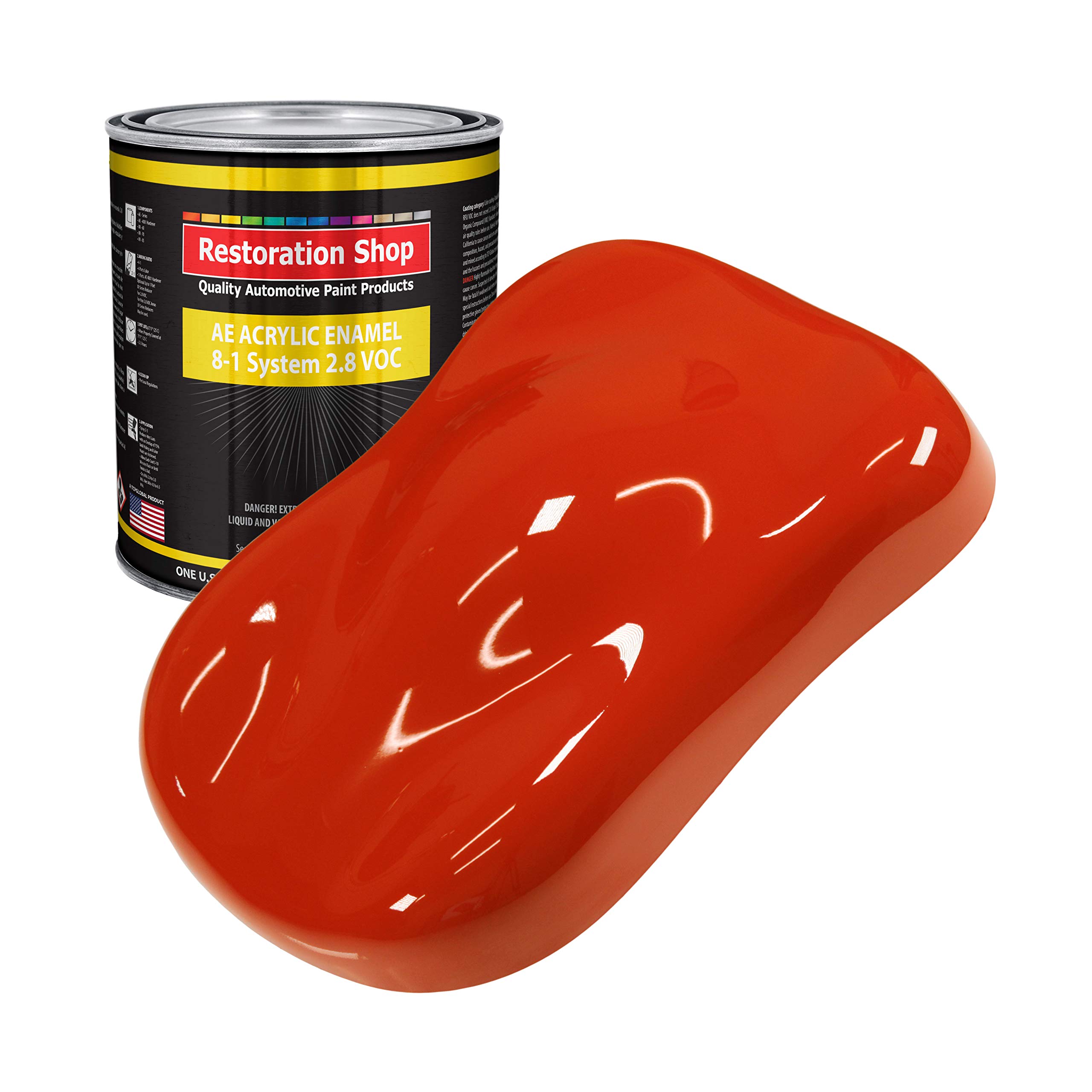Restoration Shop - Monza Red Acrylic Enamel Auto Paint (1 Gallon) - Professional Single Stage High Gloss Automotive Coating for Cars, Trucks & Equipment - Low 2.8 VOC Formula - Perfect for Vehicle Restoration & Touch-Ups