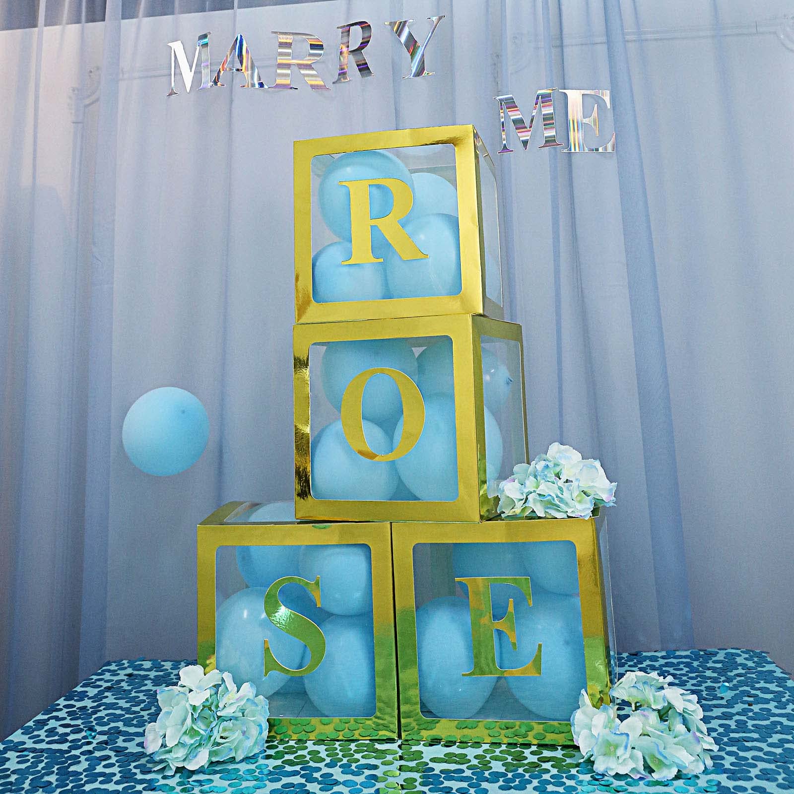 Efavormart 2-Pack Gold Trim Clear Balloon Gift Boxes - DIY Party Decor for Baby Showers, Christmas, Birthdays, Weddings & Special Events | Perfect for Table Centerpieces, Photo Backdrops & Festive Celebrations