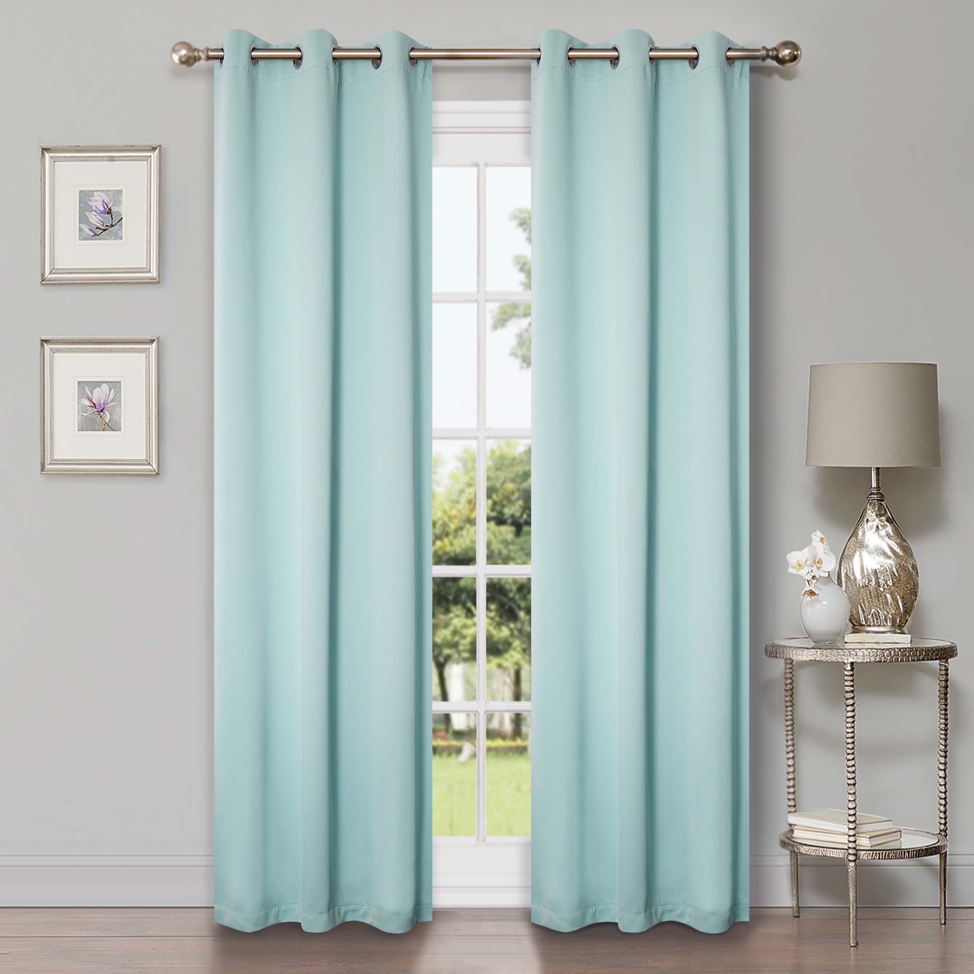 Solid Classic Modern Grommet Blackout Curtain Set - Thermal Insulated Window Drapes for Bedroom & Living Room - Noise Reducing Room Darkening Curtains for Better Sleep