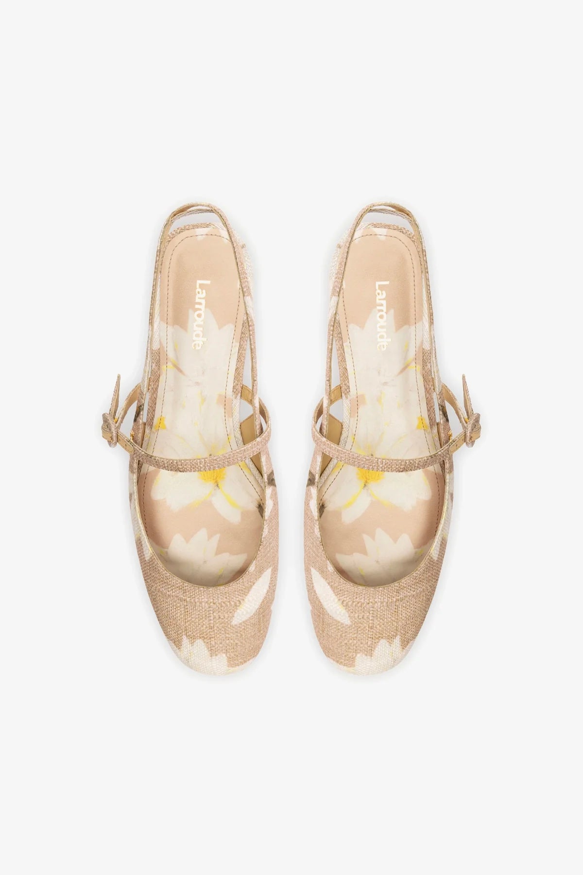 Georgina Ballet Flat Shoes - Beige Printed Raffia Women's Loafers for Casual Wear & Summer Outfits