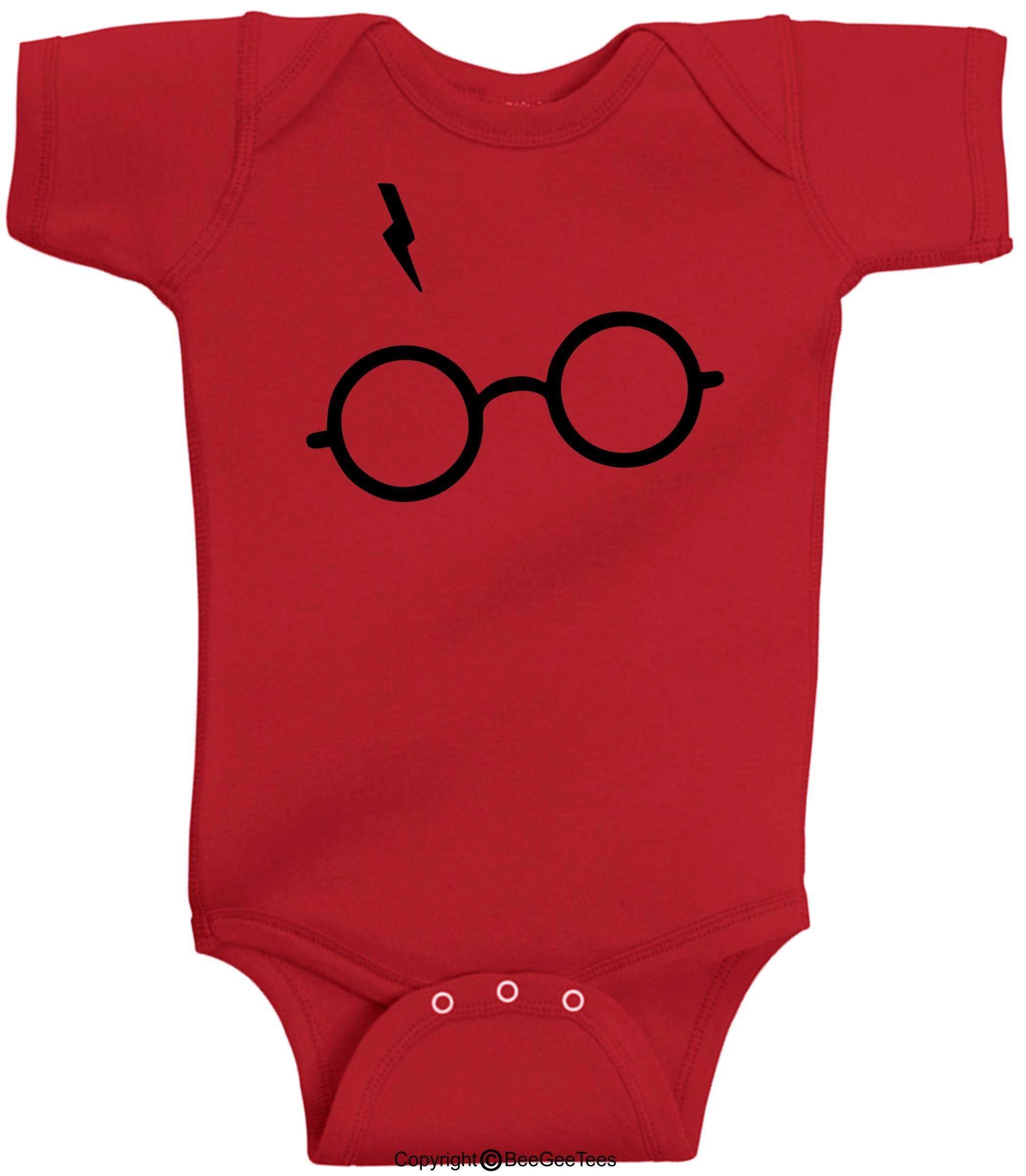 Harry Potter Inspired Glasses & Scar Lightning Bolt Baby Outfit - Cute Newborn Costume for Halloween, Cosplay & Themed Birthday Parties