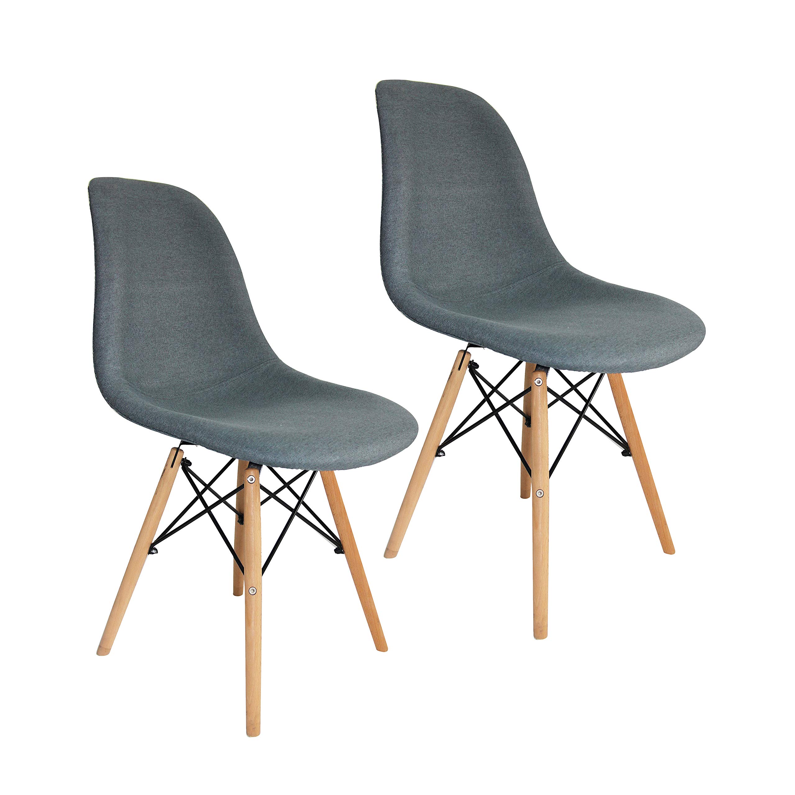 Porthos Home Haig Modern Dining Chair Set of 2 - Fabric Upholstered Seat with Sturdy Beech Wood Legs & Reinforced Support - Perfect for Dining Room, Living Room & Bedroom Accent Chairs