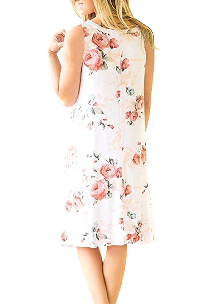 OMZIN Women's Sleeveless Swing Dress - Flared Tank Mini Dress with Pockets for Summer | Casual Wear, Beach Outfit, Party Dress, Vacation Style