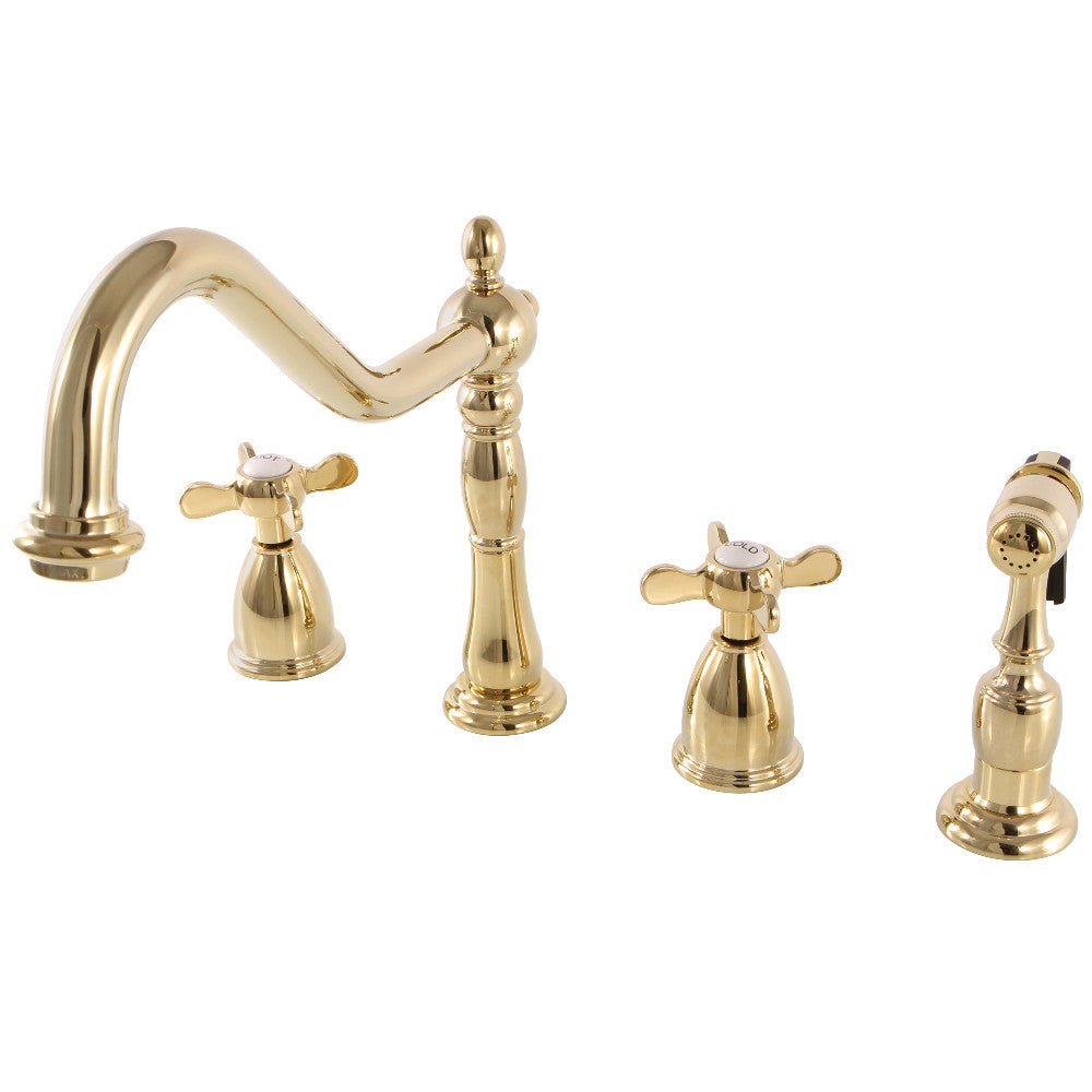 Kingston Brass KB1792BEXBS Essex Widespread Kitchen Faucet with Brass Sprayer - Premium Pull-Down Sprayer for Modern Farmhouse & Commercial Kitchens