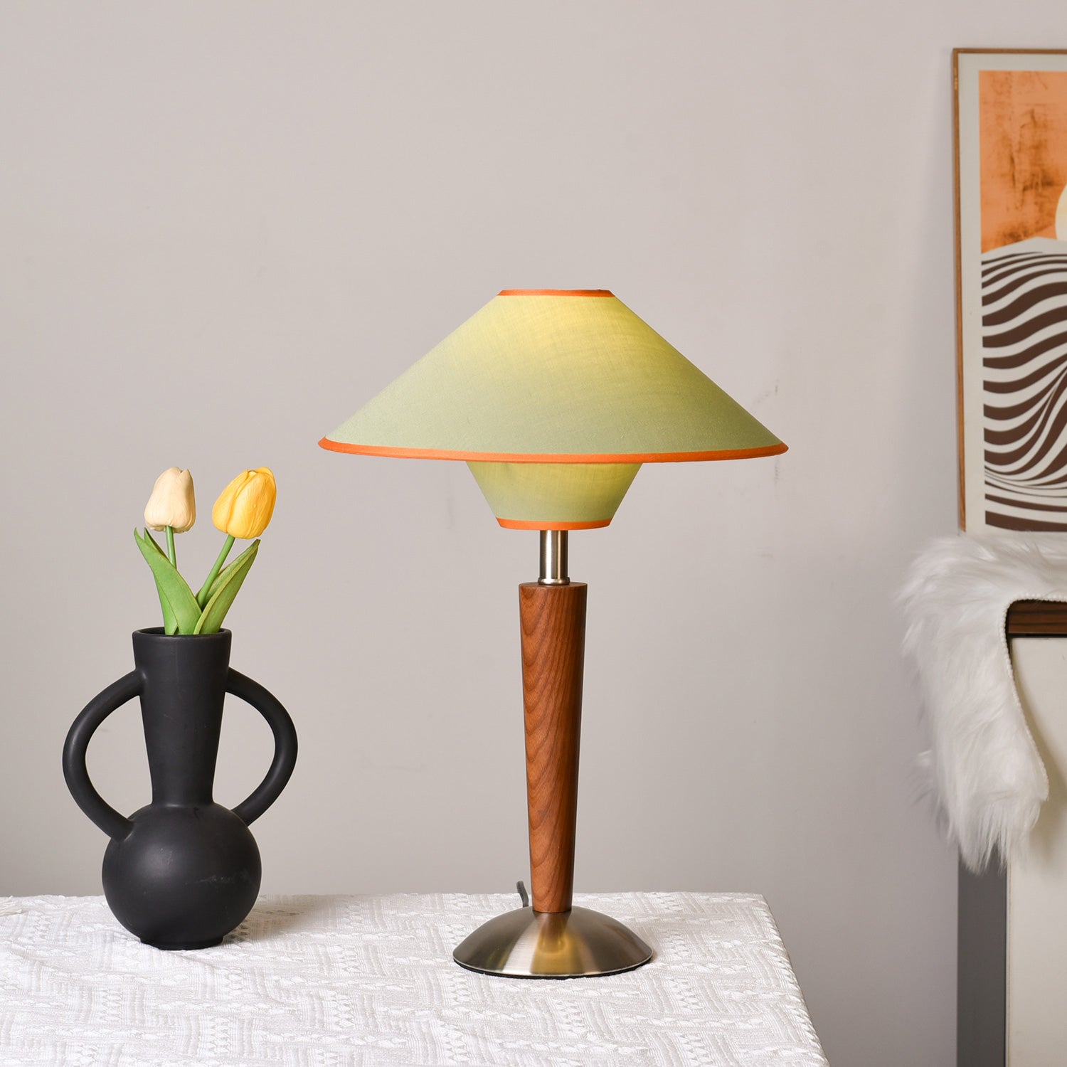 Talonwood Table Lamp - Modern Wooden Desk Lamp with Adjustable Brightness for Home Office, Bedroom & Living Room Decor