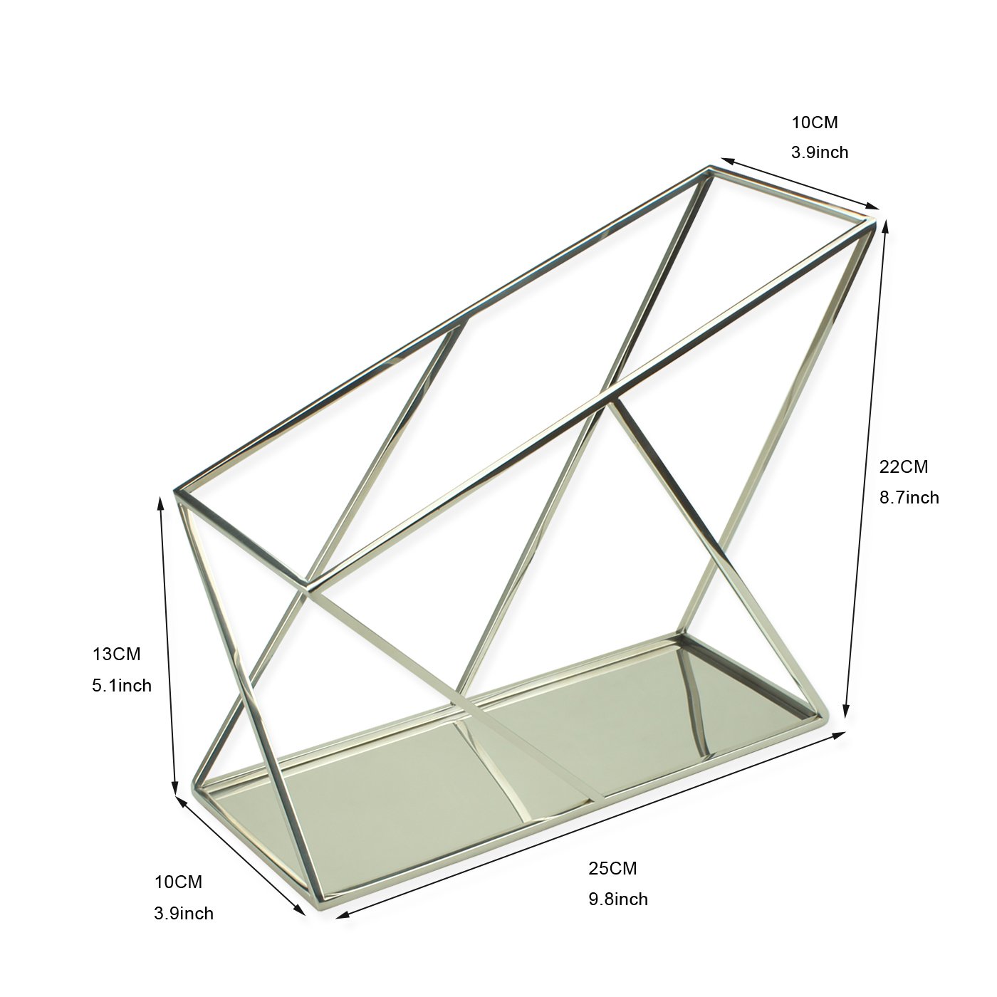 Modern Stainless Steel Mirror Polish Magazine Holder - File Organizer, Newspaper & Book Rack for Office, Home, or Library - Perfect Christmas & Thanksgiving Gift (Model MR114) - Durable Brochure Storage Basket with Patent Pending Design