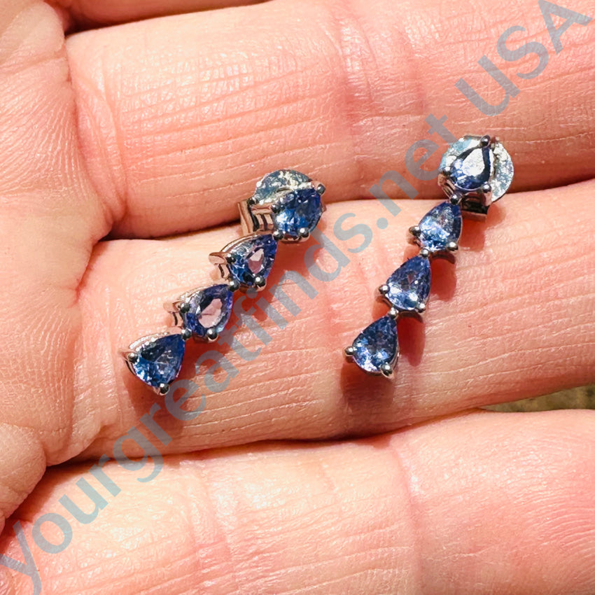 Exquisite Sterling Silver Tanzanite Stud Earrings for Women – Perfect for Weddings, Parties & Everyday Elegance