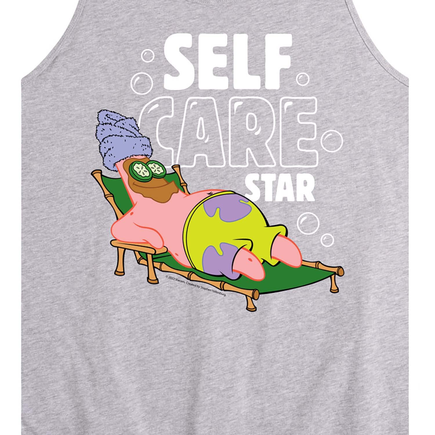 HYBRID APPAREL Spongebob Squarepants Self Care Star Men's Jersey Tank Top - Lightweight Breathable Sleeveless Shirt for Summer, Gym, Beach & Casual Wear