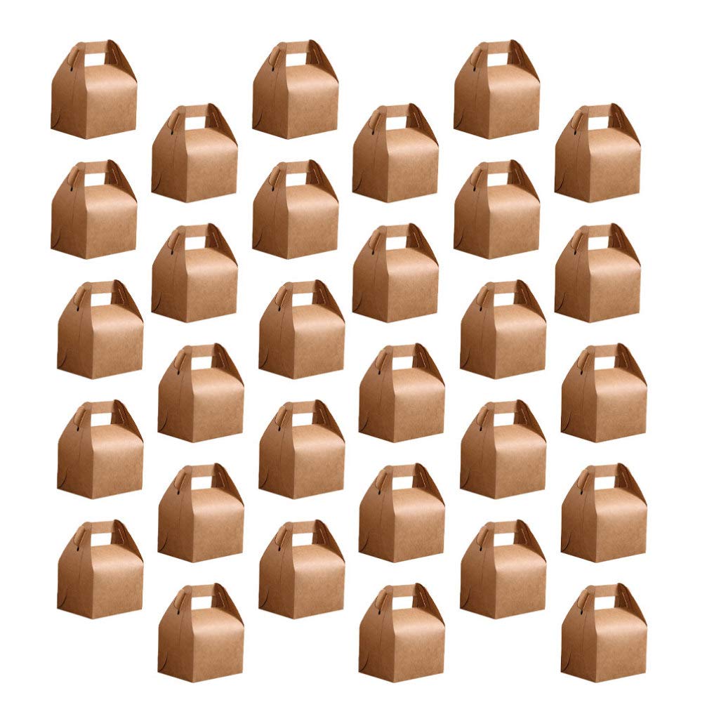 Healifty 30 Pack Small Brown Foldable Paper Treat Bags for Candy, Soap, Wedding Favors - Eco-Friendly Goodie Bags for Bridesmaid Gifts, Party Favors & Holiday Treats