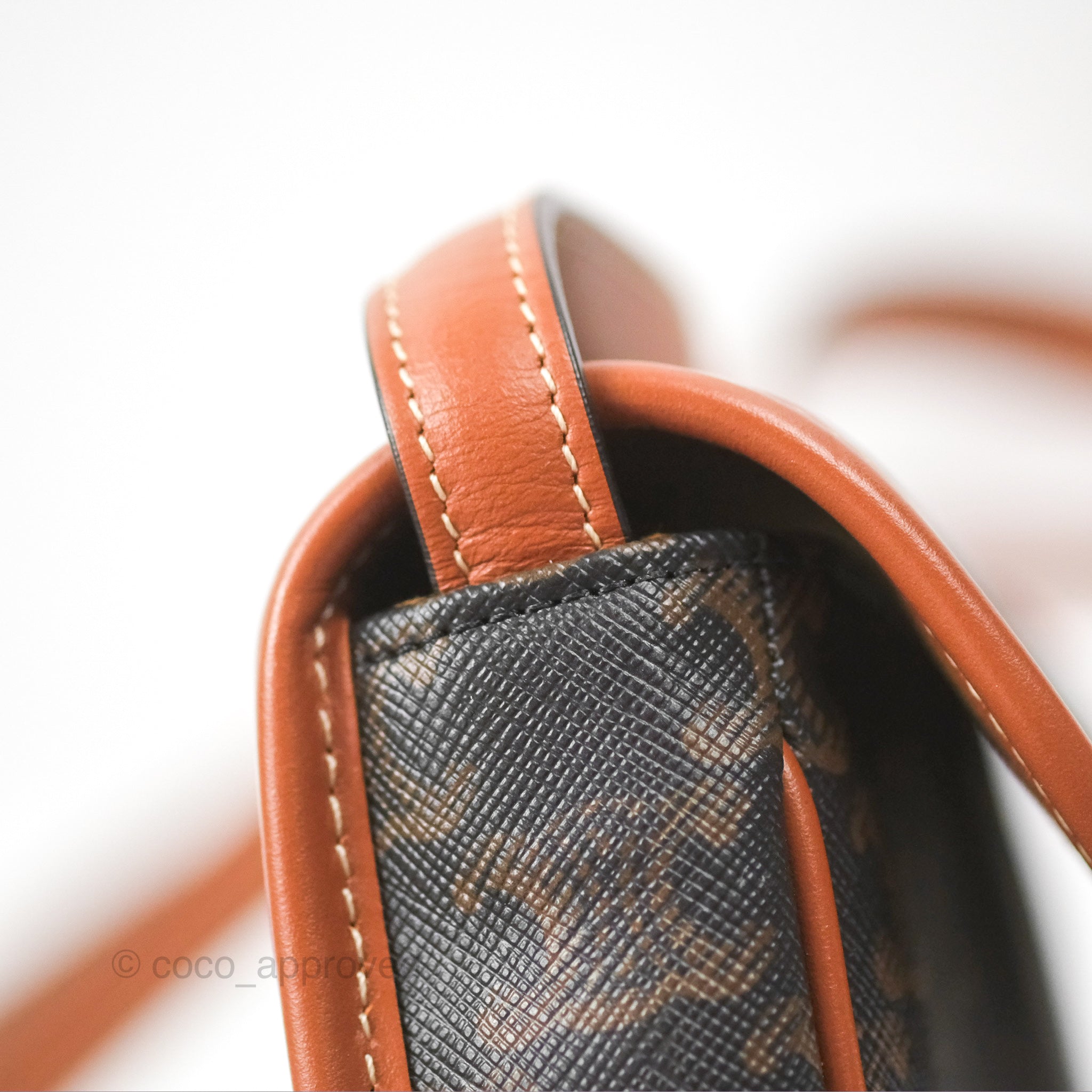 Celine Mini Besace Triomphe Bag in Canvas and Calfskin Leather - Tan Crossbody Purse for Women | Perfect for Everyday Use, Work, and Travel