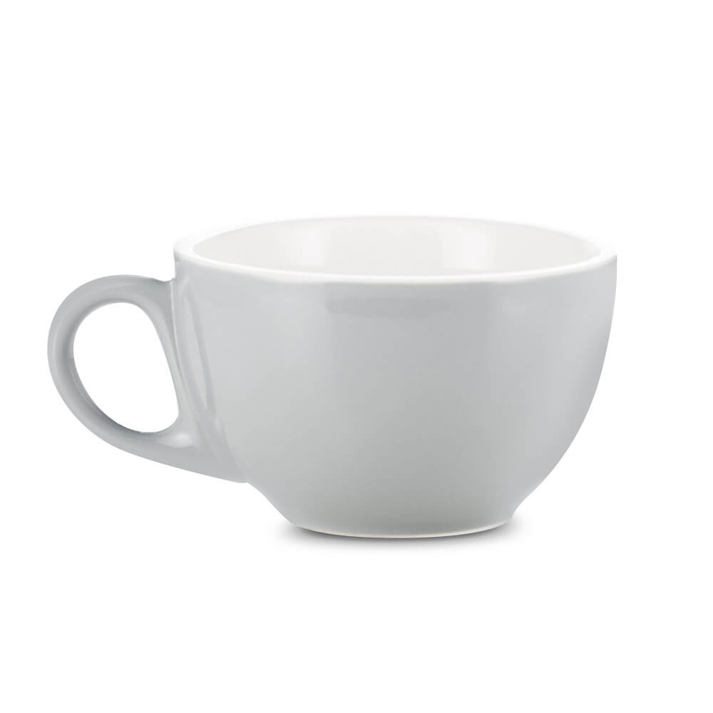 Premium Porcelain Cappuccino Cup & Saucer Set - 6oz (195ml) Gray - Barista Quality Espresso Cups for Coffee Shops, Home Brewing & Gifts - Dishwasher Safe Coffee Cups for Latte, Macchiato & Cappuccino