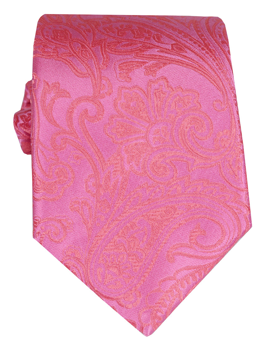 DÉCLIC Classic Paisley Tie Coral - Stylish Men's Necktie for Business, Weddings & Formal Occasions