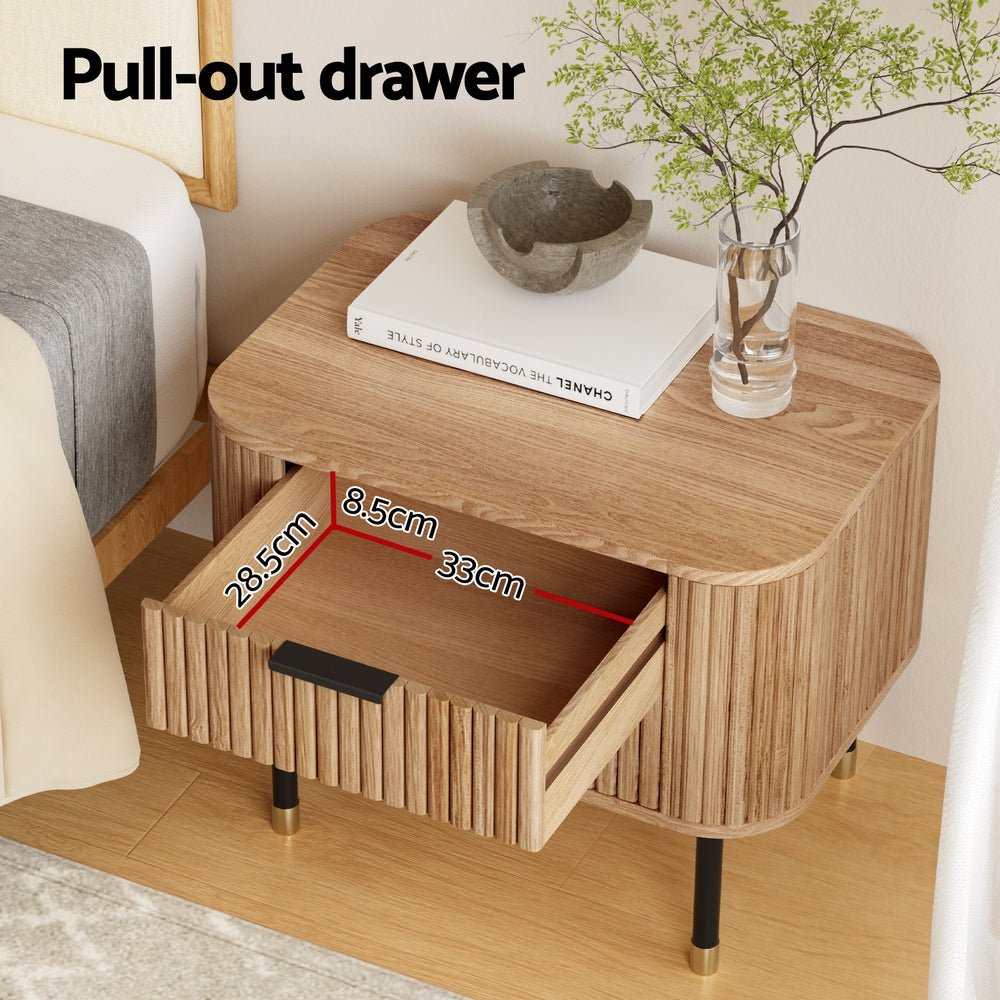 Premium Paulownia Wood Nightstand with 2 Drawers - Solid Pine Frame - Modern Bedroom Furniture for Small Spaces & Apartment Living