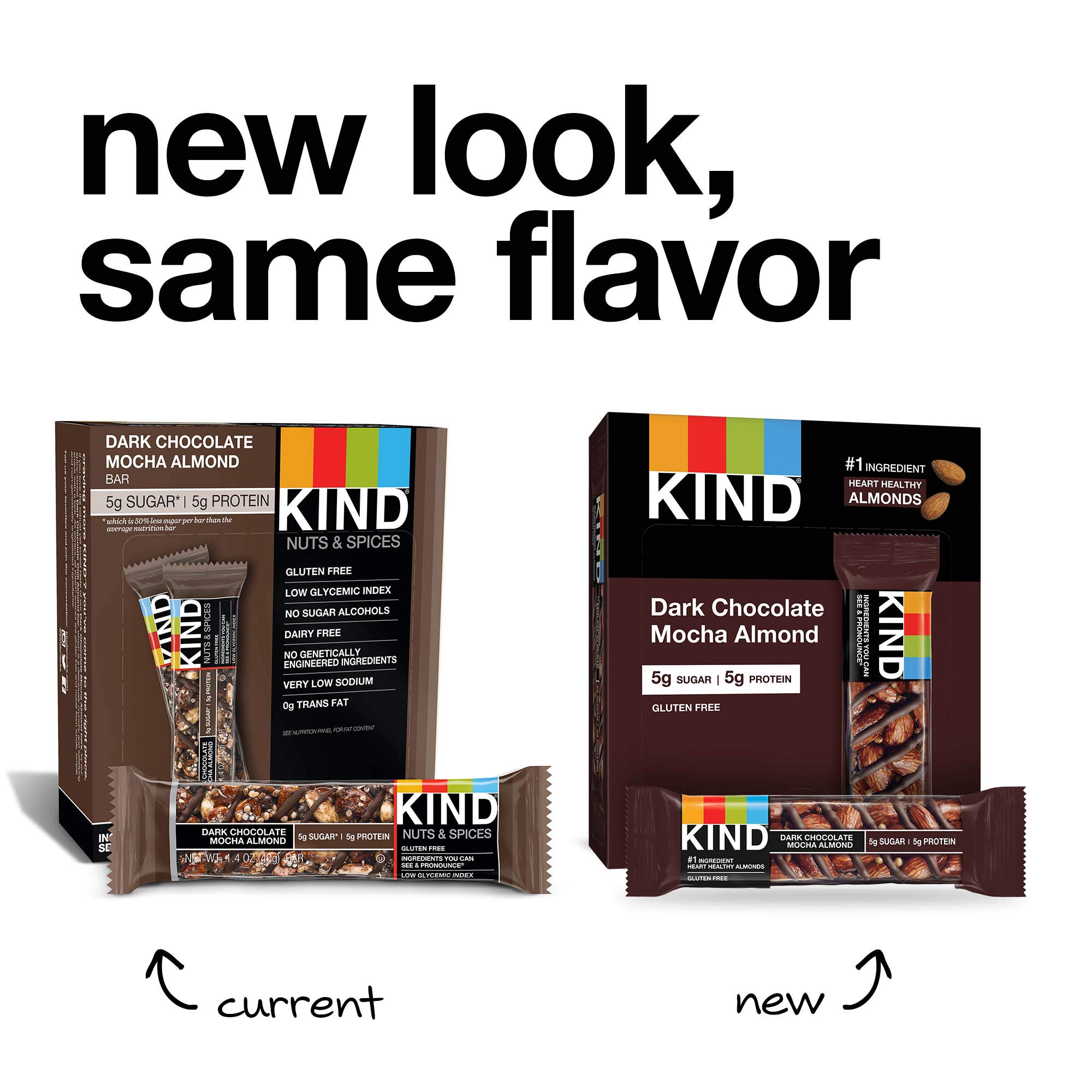 KIND Dark Chocolate Mocha Almond Bars - Gluten Free, Low Sugar Snacks - 1.4oz (4 Count, Pack of 12) - Healthy Protein Bars for Work, Hiking & On-the-Go Energy