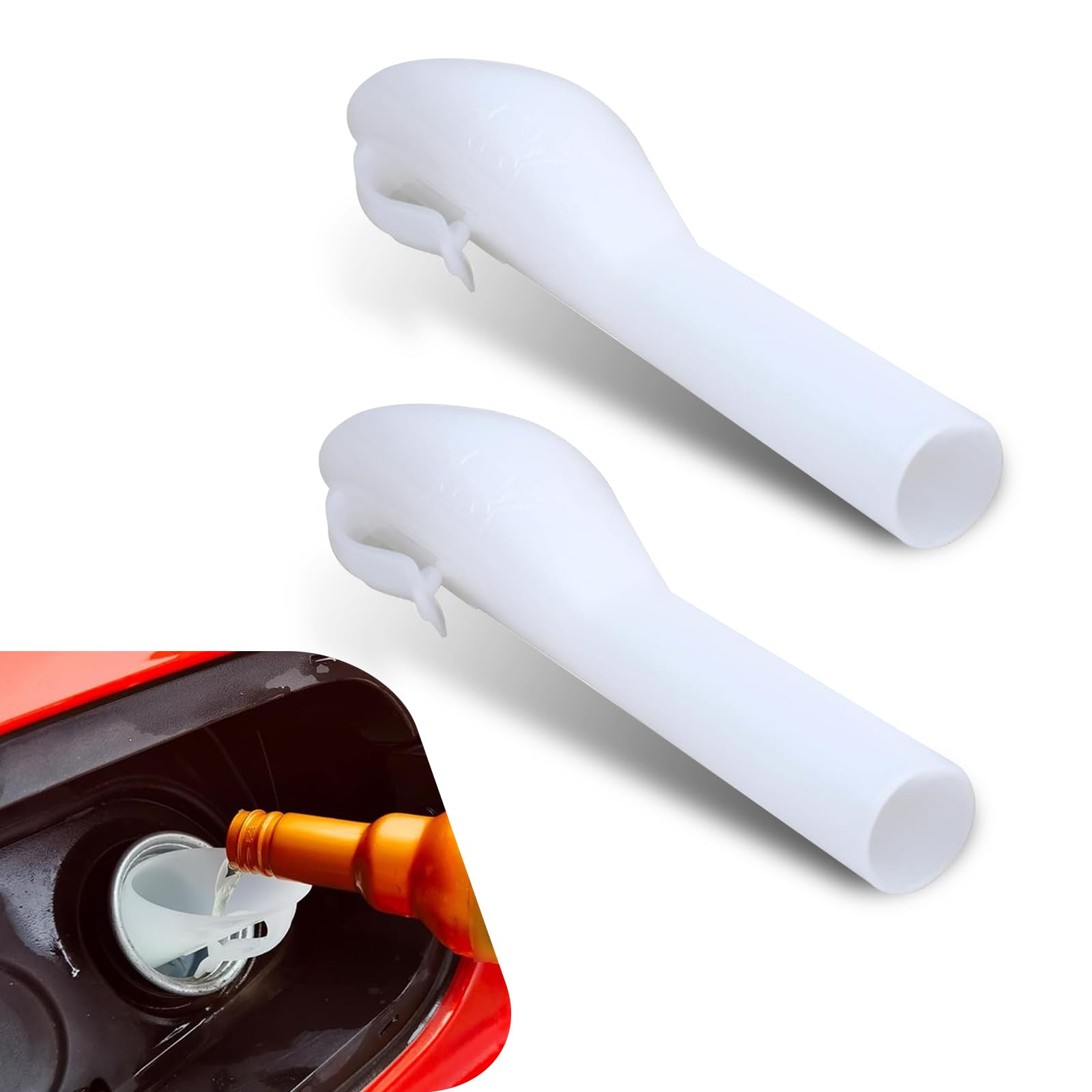 2 PCS Car Fueling Funnel - Leak-Proof Portable Fuel Tank Funnel Tube for Ford (White) | OEM Replacement Part No. 8U5A-17B068-EB 1782177 1833948 2050655 | Easy to Use for Fuel System Maintenance & Emergency Refueling