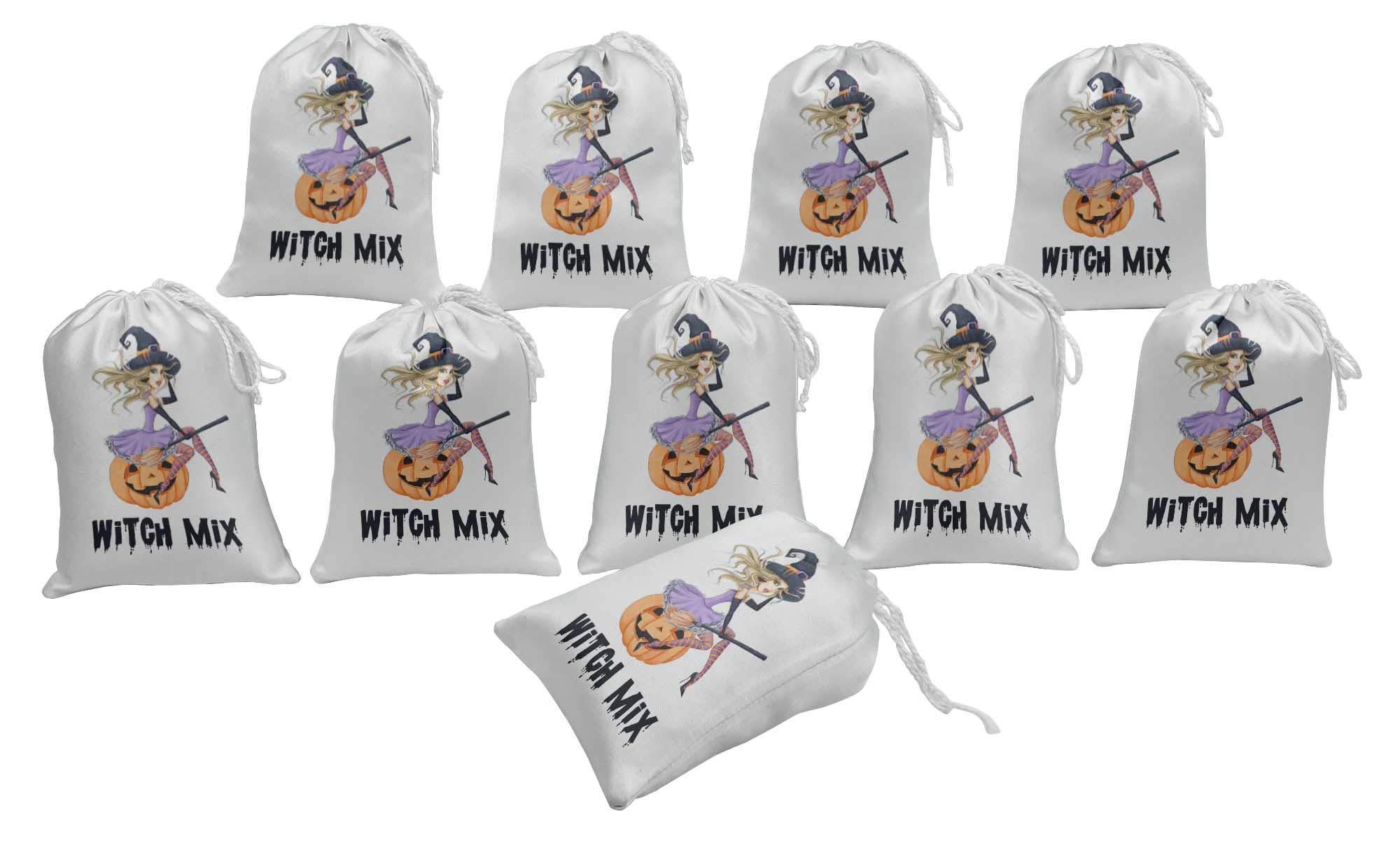 White Witch Mix Halloween Party Favor Bags - 15 Pack | Trick or Treat Goodie Bags for Kids, Classroom Treats & Spooky Party Supplies