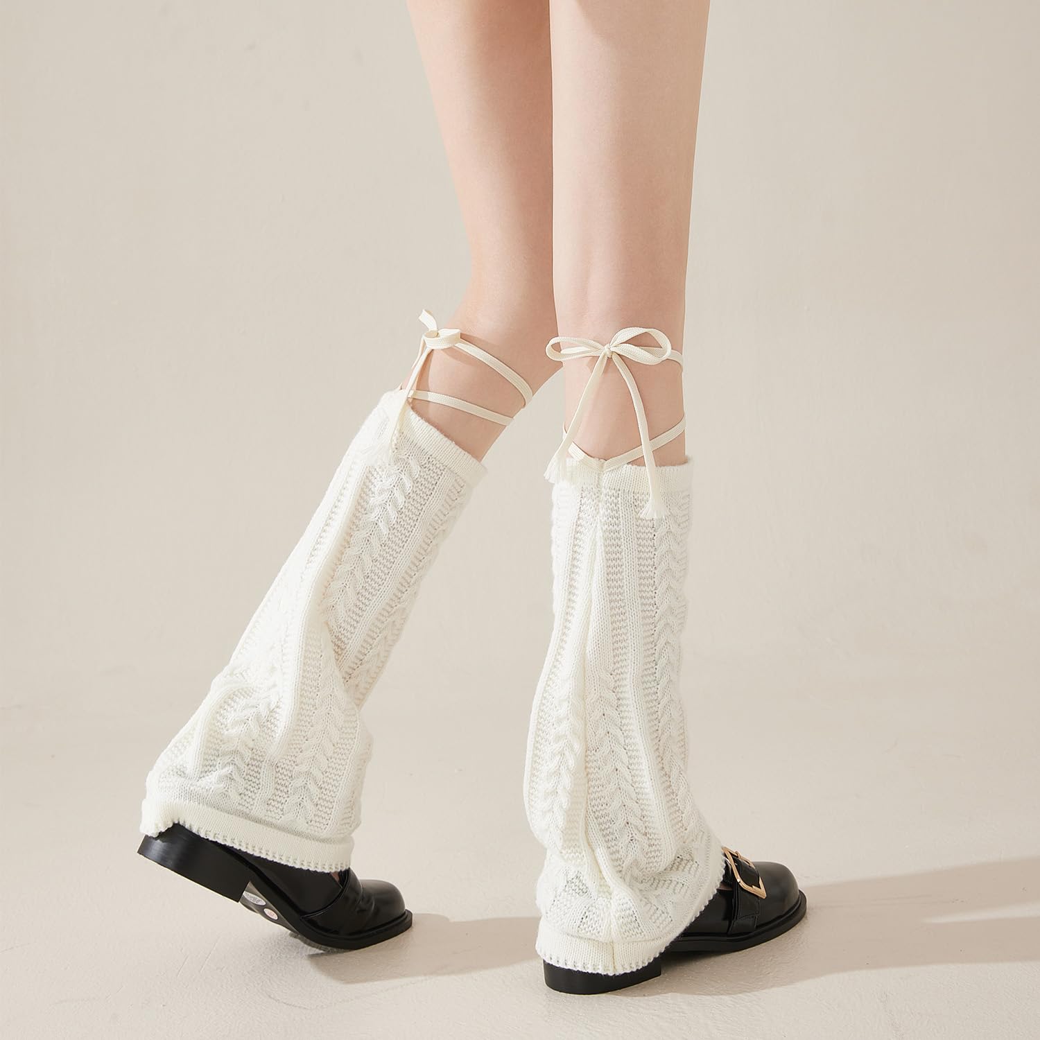 YELAIVP Kawaii Leg Warmers for Women & Girls - Y2K Knit Lace-Up Leg Warmers, Cute Japanese Harajuku Lolita Style - Perfect for Dance, Cosplay, Winter Fashion and Streetwear Outfits