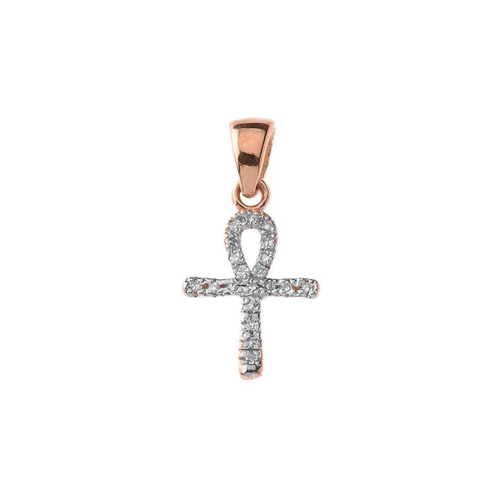 14k Gold Mini Diamond Ankh Cross Pendant Necklace - Elegant Egyptian Jewelry for Women, Gift for Her, Perfect for Valentine's Day & Anniversary Gifts