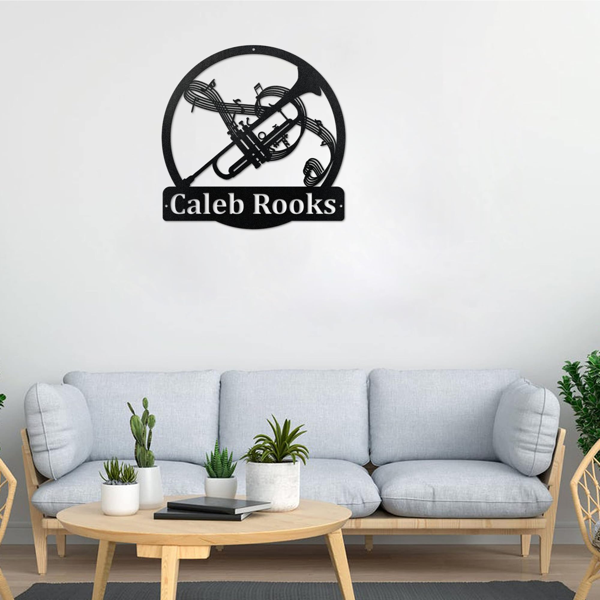 Custom Trumpet Monogram Metal Sign - Personalized Trumpet Wall Art Decor - Perfect for Music Room, Band Gifts & Jazz Lover Home Decor