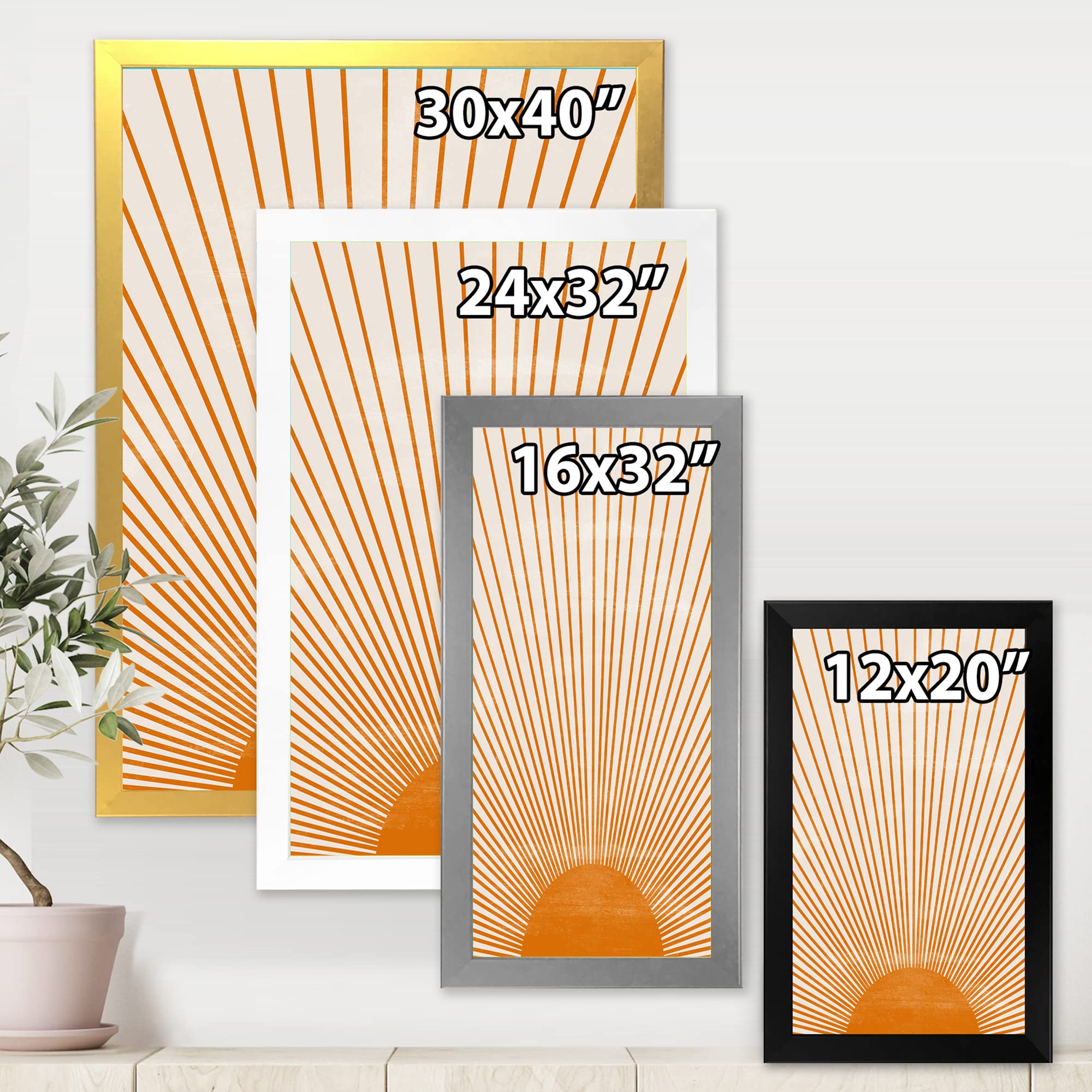 Orange Sun Print III - Modern Framed Wall Art Decor for Living Room, Bedroom & Office | Contemporary Home Decor