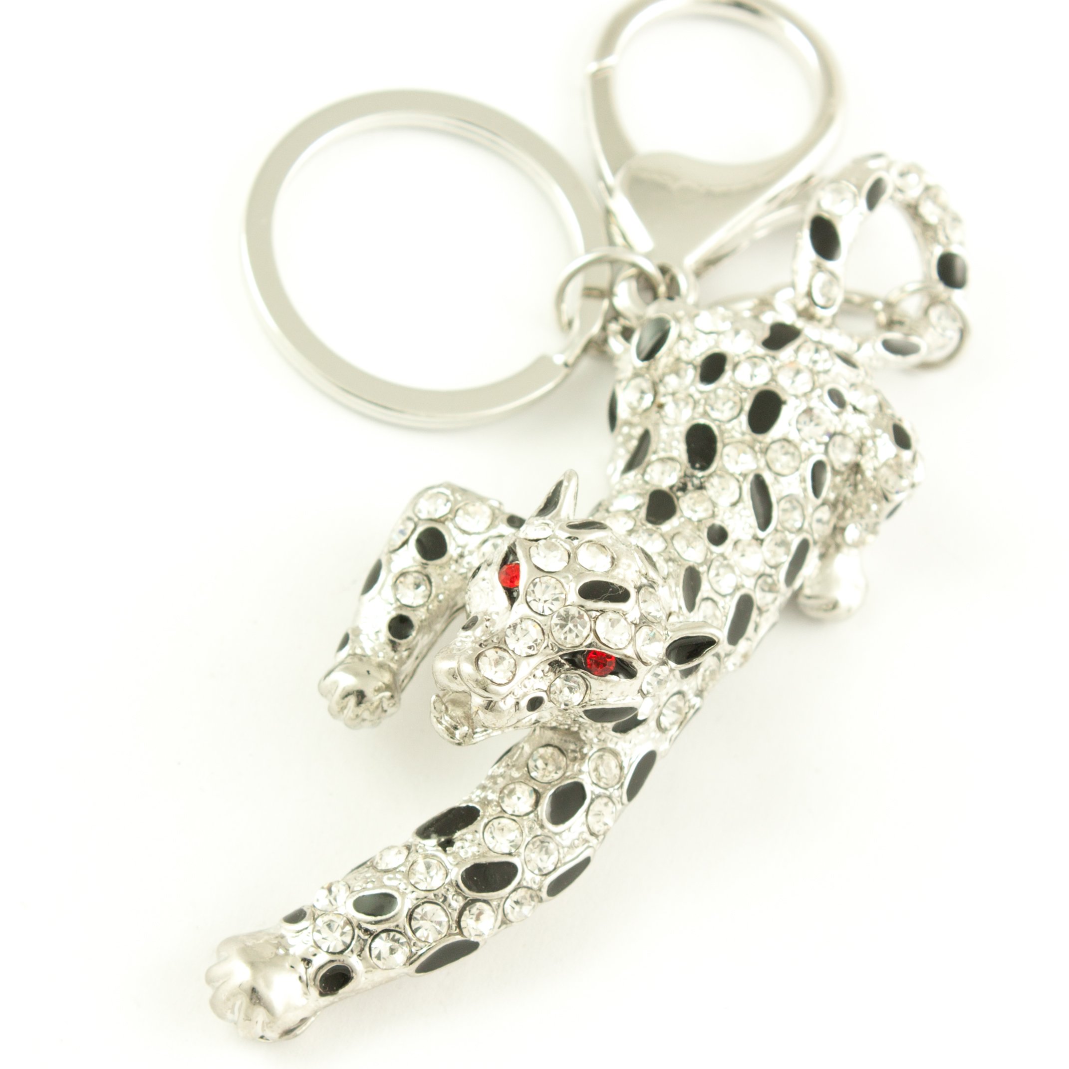 Silver Tone Rhinestone Leopard Panther Hook Keychain Charm - Stylish Accessory for Keys, Bags & Backpacks | Perfect for Gifts & Everyday Use