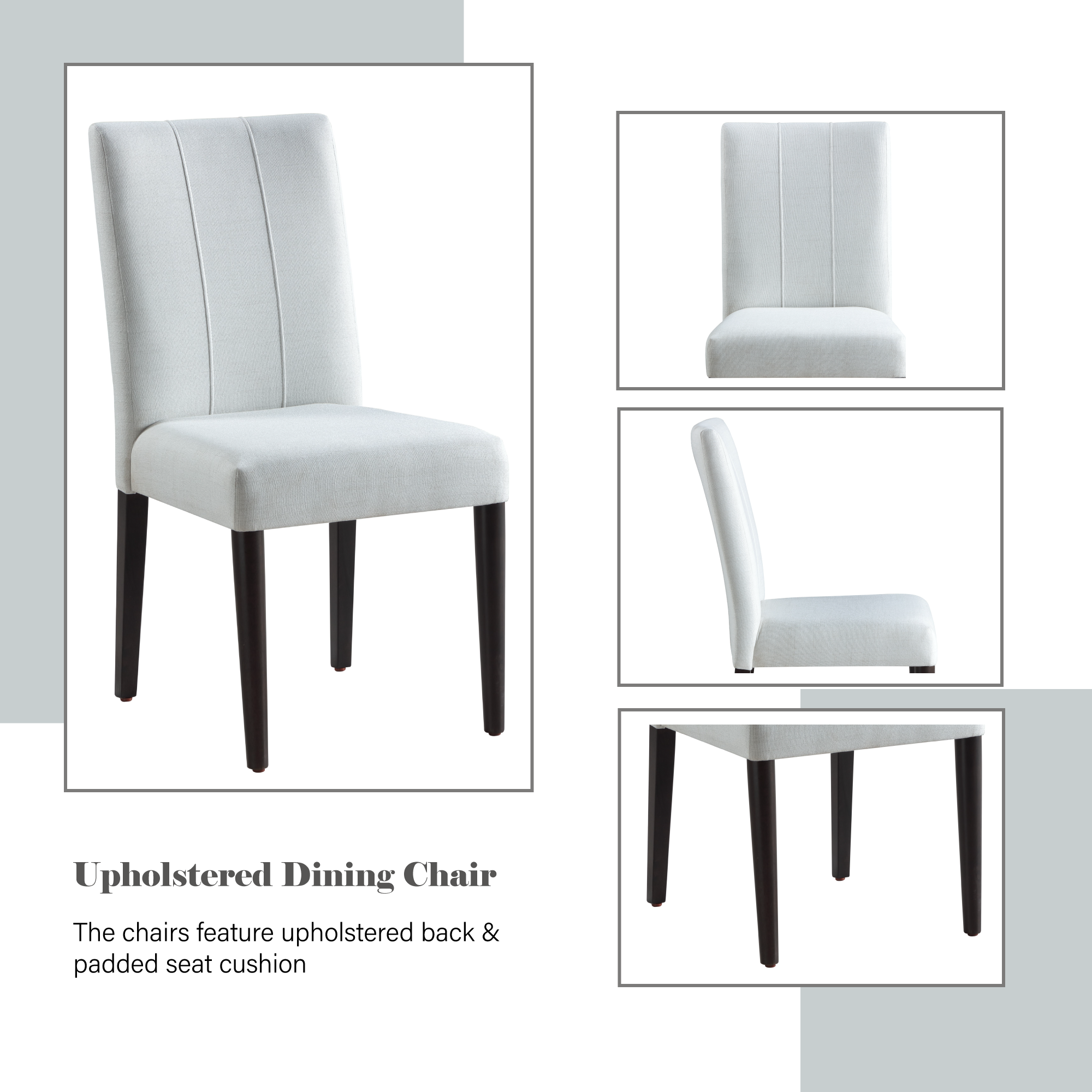 Carena White Finish Side Chairs (Set of 2) - Modern Dining Room Chairs for Kitchen, Breakfast Nook, or Office - Comfortable & Stylish Seating Solution