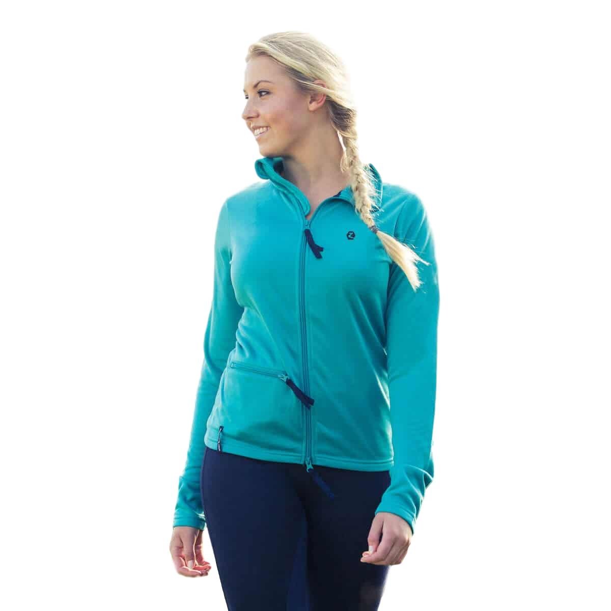 Horze Alina Women's Fleece Jacket - Soft Warm Winter Coat for Outdoor Activities in Agate Blue | Hiking, Camping & Casual Wear
