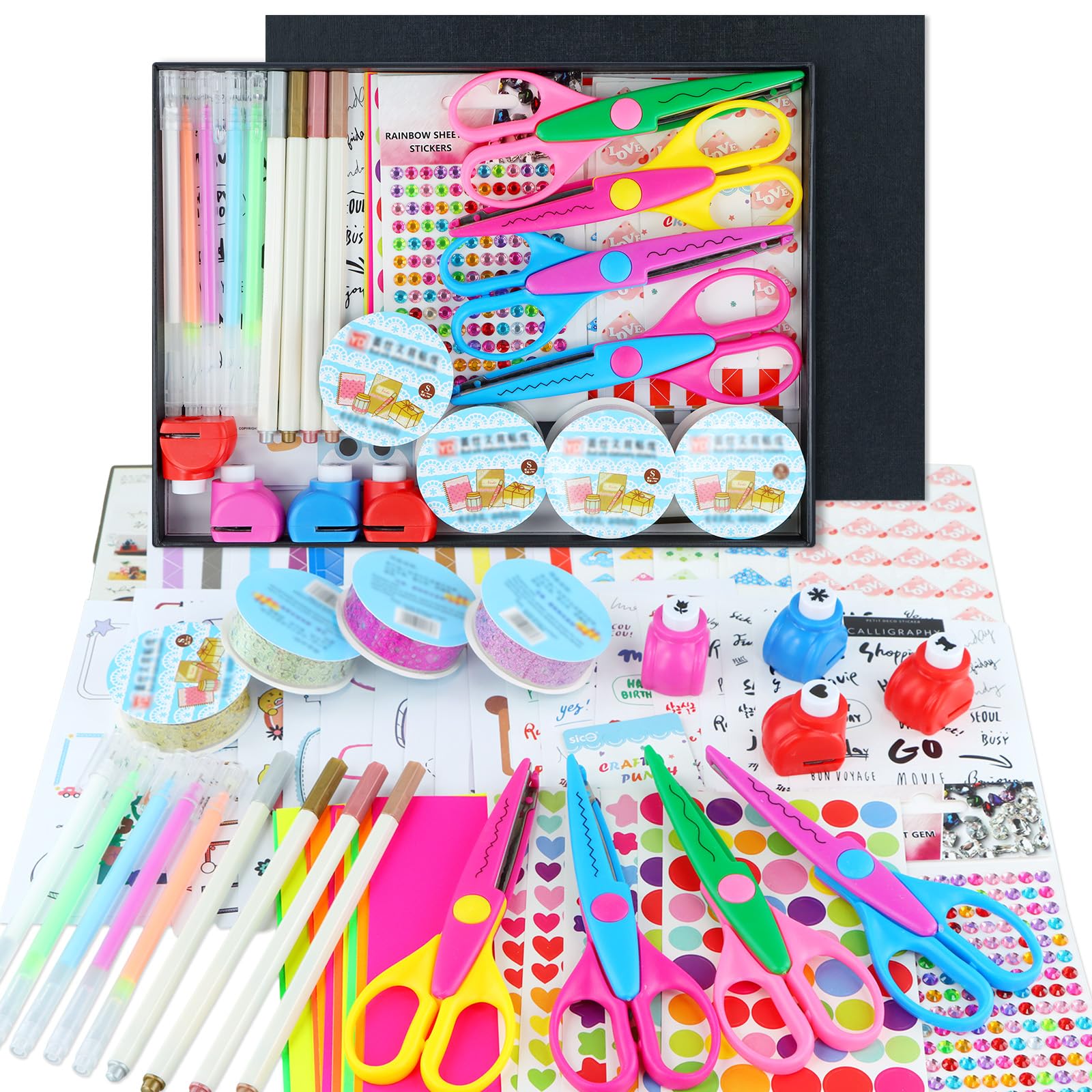 SICOHOME Scrapbook Kit - DIY Junk Journaling Supplies with Paper, Stickers, Tapes, Scissors & Markers - Valentine's Day Craft Gift for Kids, Girls, Women, Teens & Adults - Perfect for Scrapbooking, Memory Keeping & Creative Journaling Projects