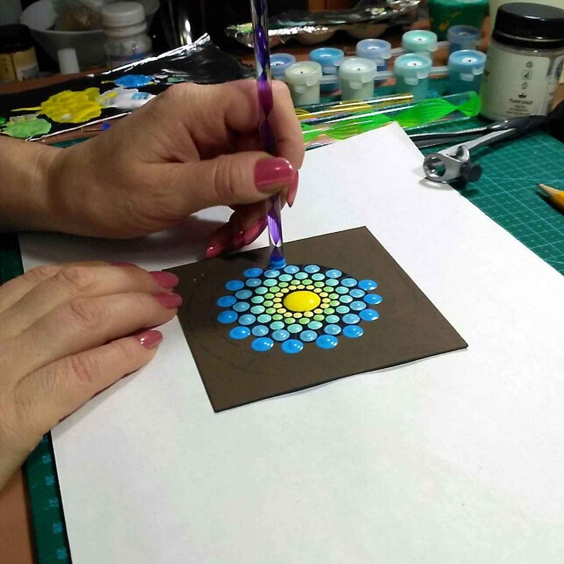 13-Piece Mandala Dot Painting Tool Kit - 8 Acrylic Mandala Tools & 5 Dotting Pens for DIY Art, Canvas Painting, and Rock Decor - Perfect for Beginners and Professional Artists