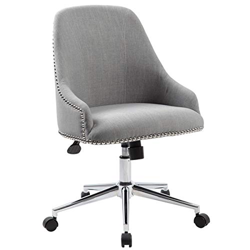 Premium Grey Linen Carnegie Desk Chair - Ergonomic Office Chair for Home & Work - Comfortable Study Chair for Professionals & Families - Perfect for Home Office, Study Room & Workspace