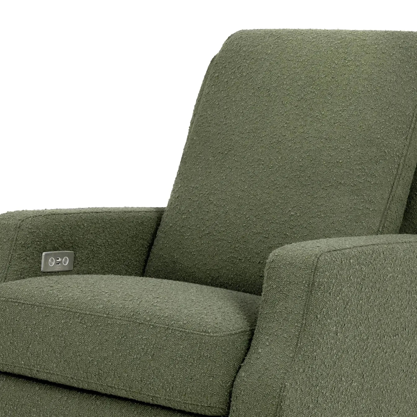 Namesake Crewe Electric Recliner & Swivel Glider Chair - Olive Boucle Fabric with Wood Base | Modern Living Room Furniture for Relaxing & Entertaining