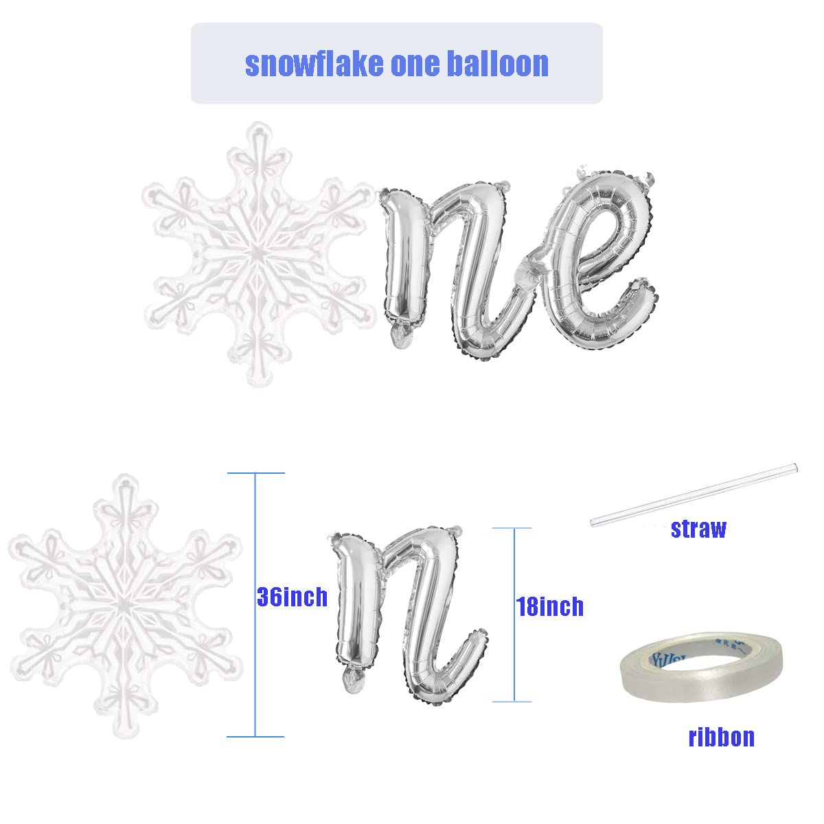 Snowflake One Balloon Decorations - Winter Wonderland Party, Birthday, Baby Shower Decor - White First Birthday Balloon Garland & Banner - Perfect for Winter Parties, Baby Showers & 1st Birthday Celebrations